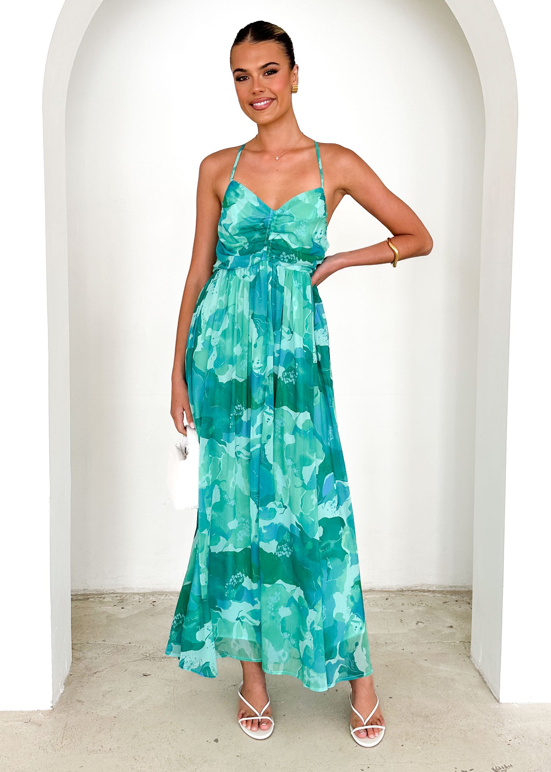 Tahitian Midi Dress - Green Rush