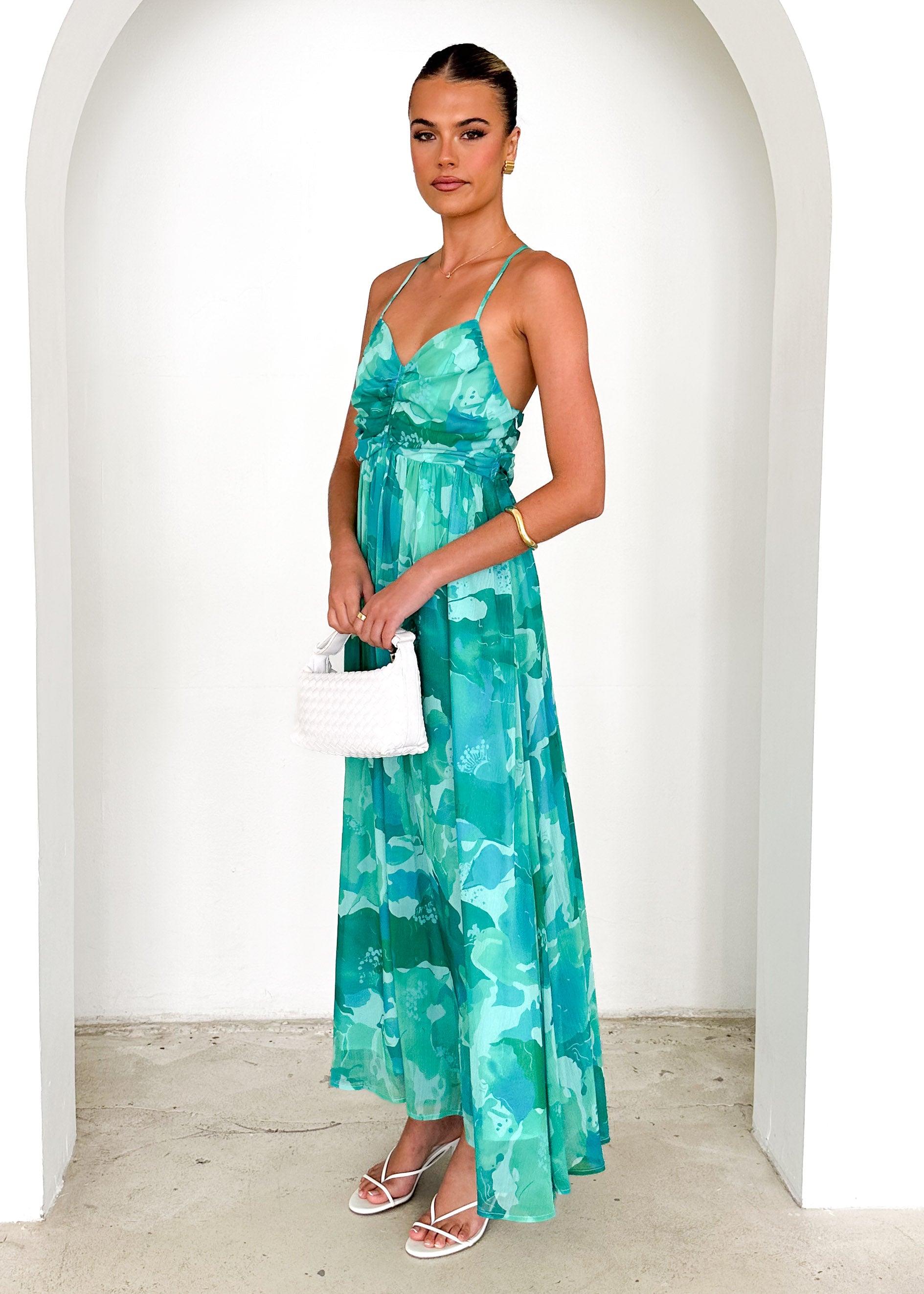 Tahitian Midi Dress - Green Rush