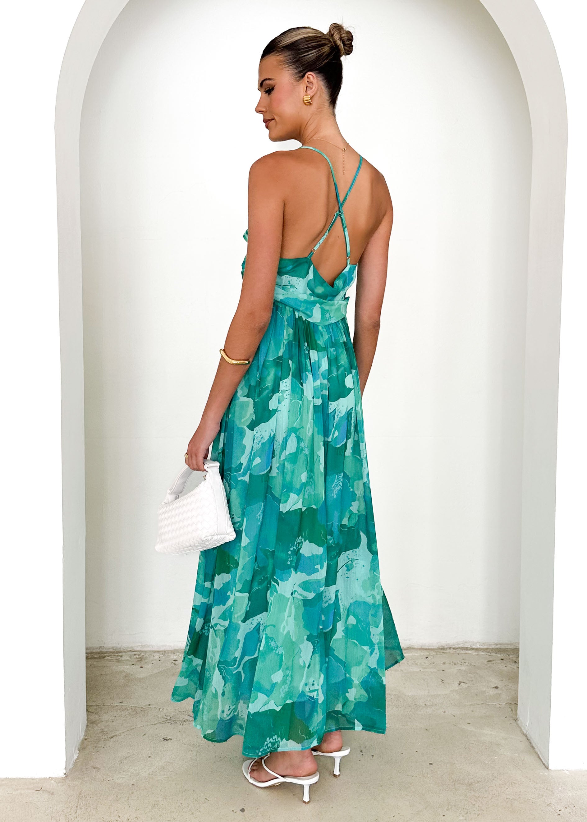 Tahitian Midi Dress - Green Rush