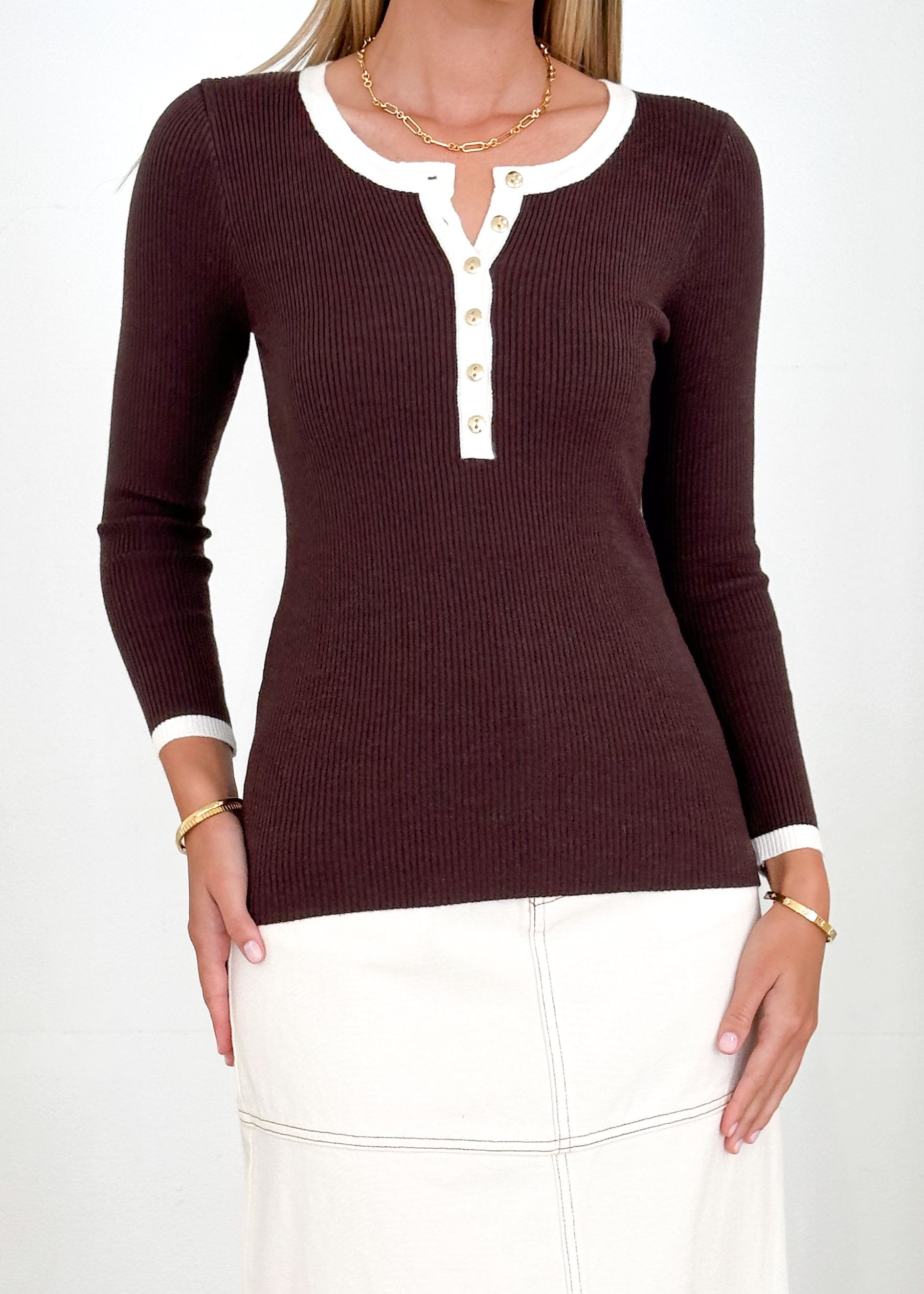 Letra Knit Top - Chocolate