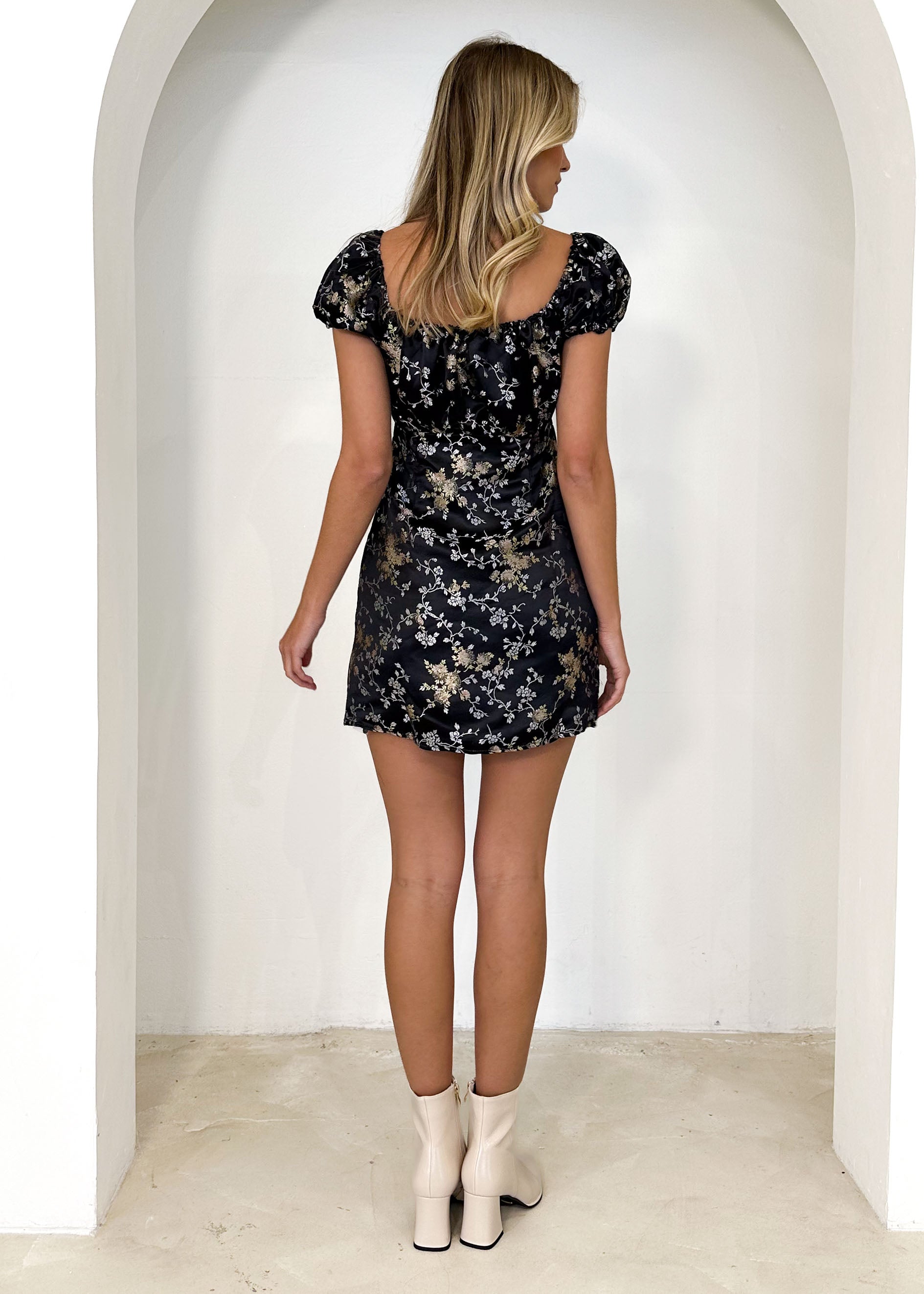 The Bradshaw Mini Dress - Black Floral