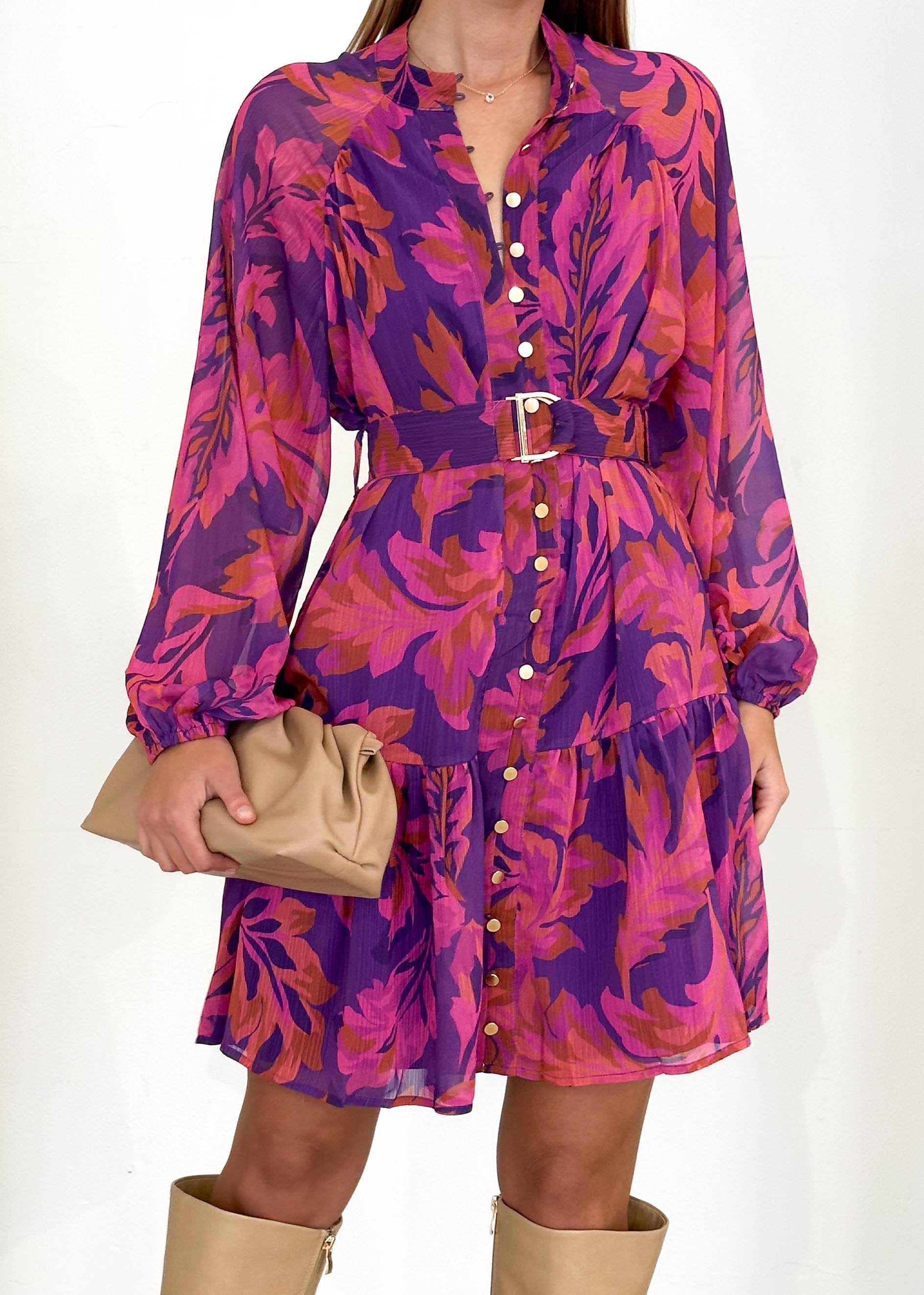 Essence Dress - Magenta Floral