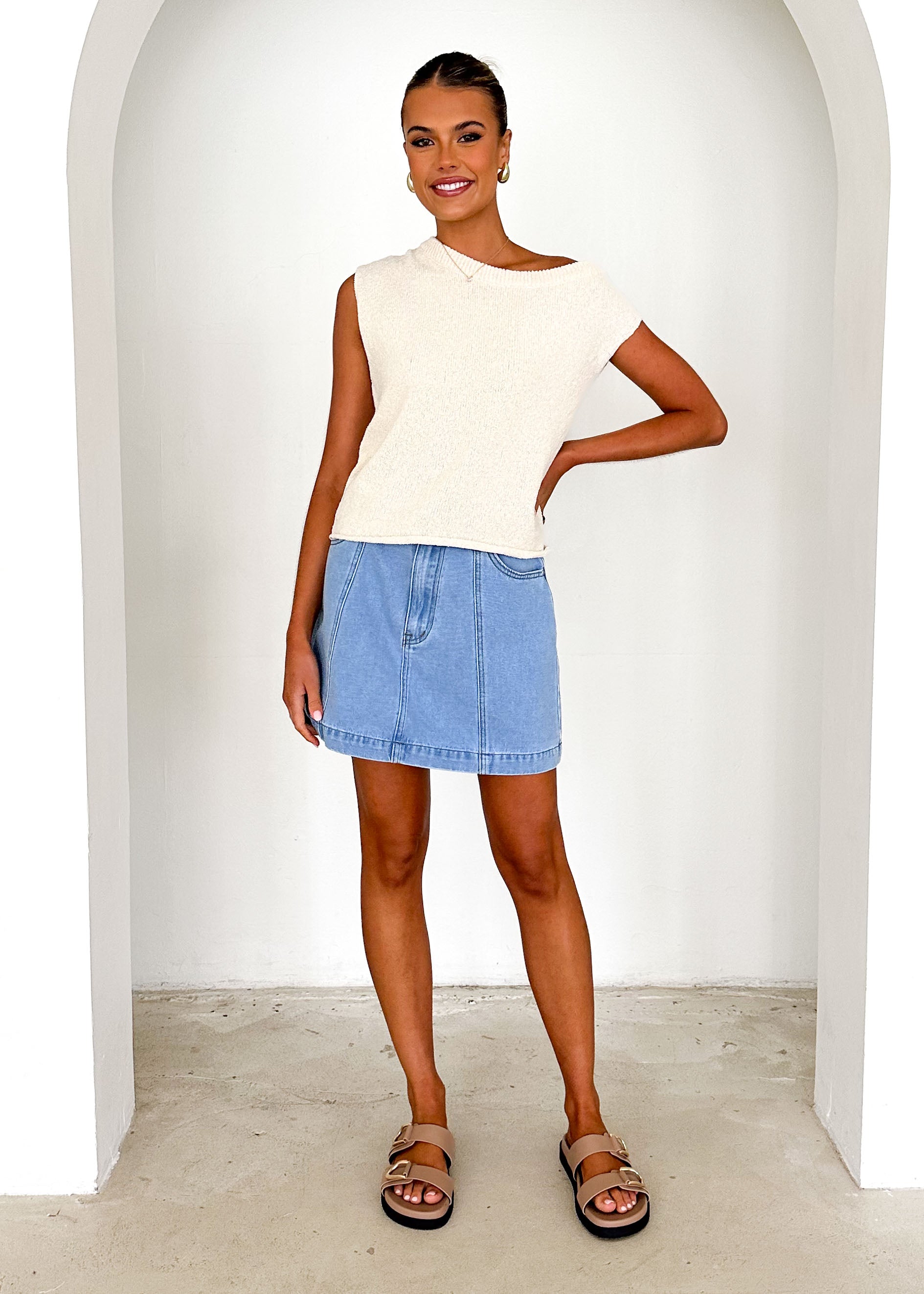 Taissa One Shoulder Knit Top - Cream