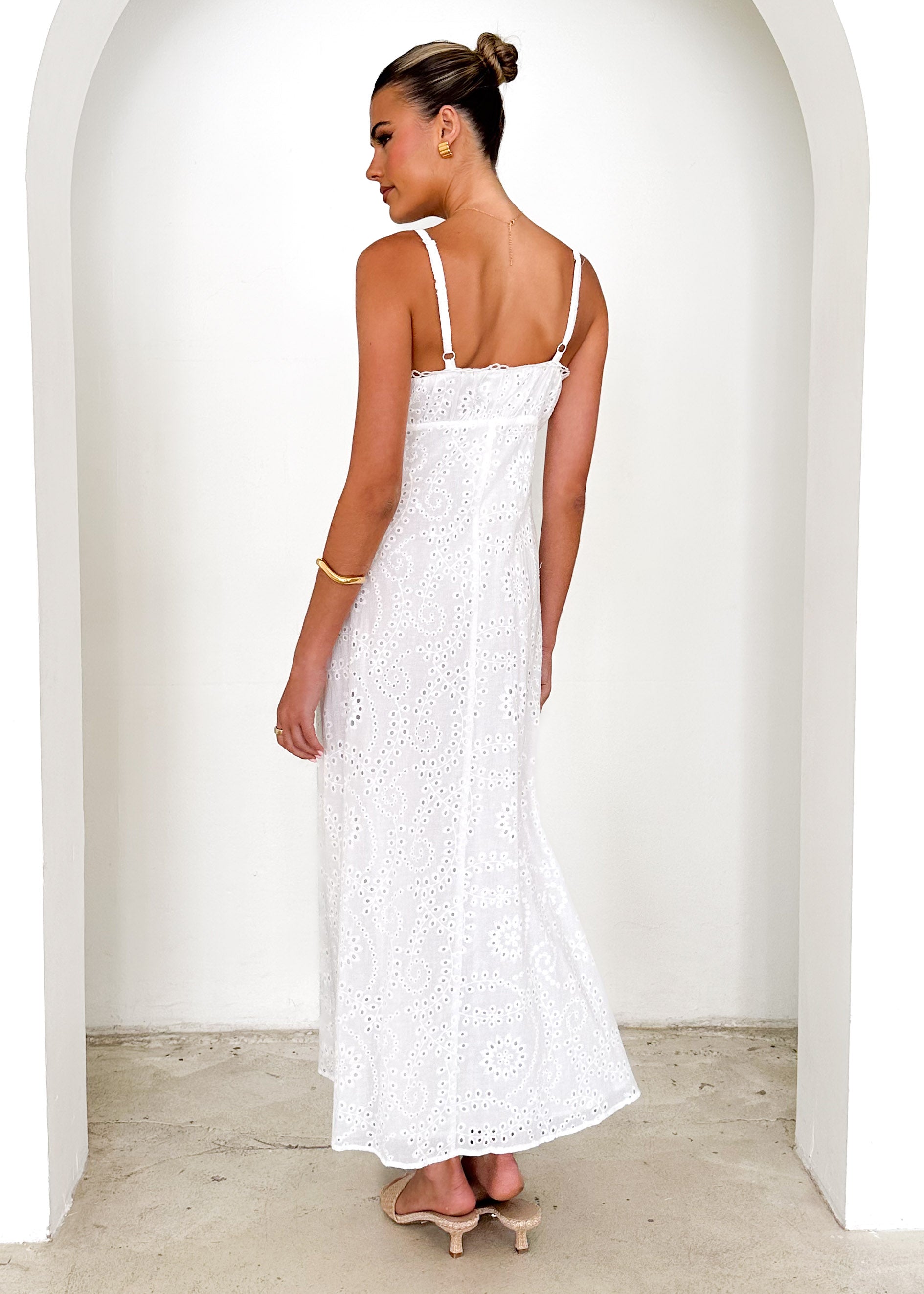 Naviti Midi Dress - White Anglaise