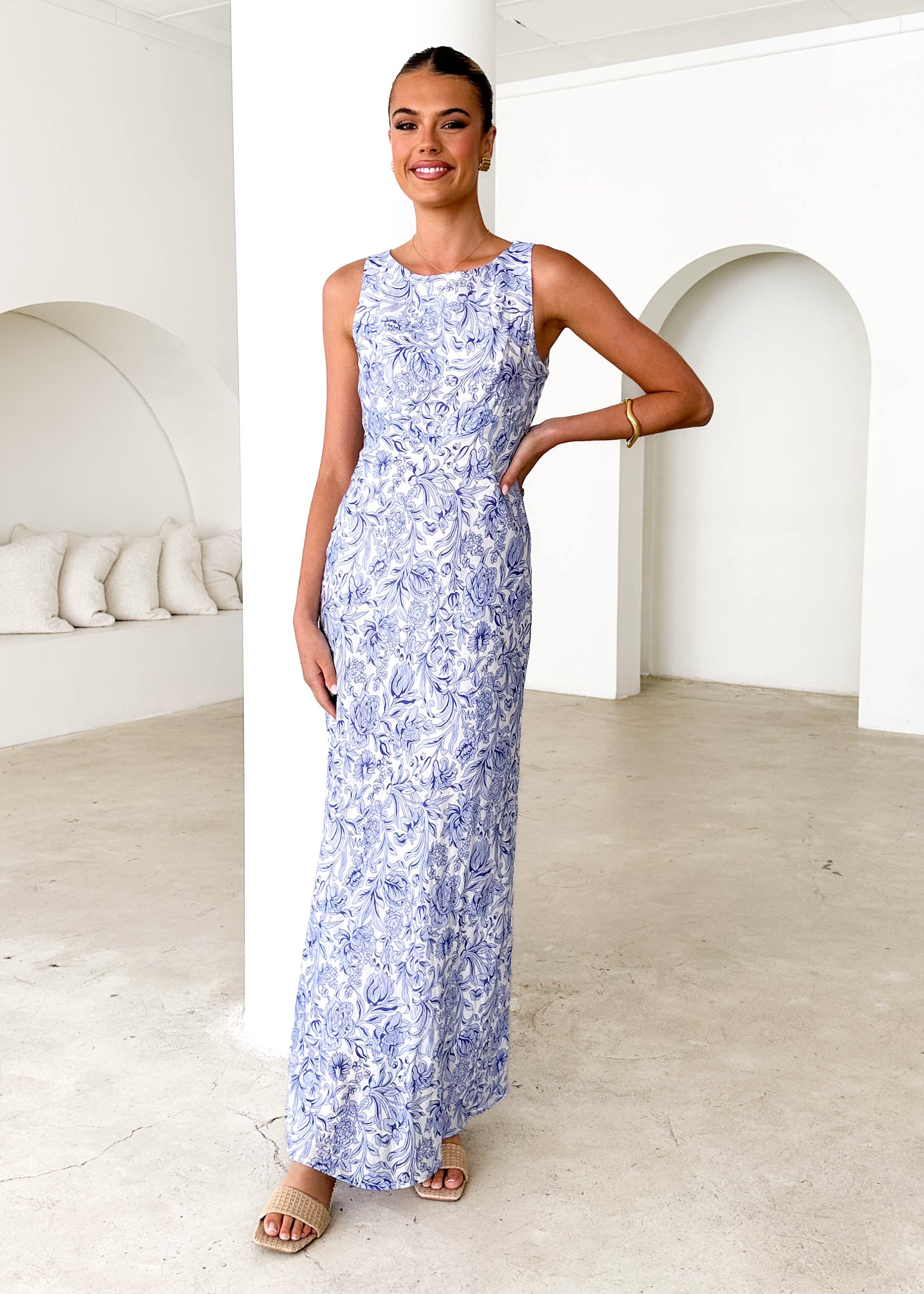 Natasha Maxi Dress - Blue Floral