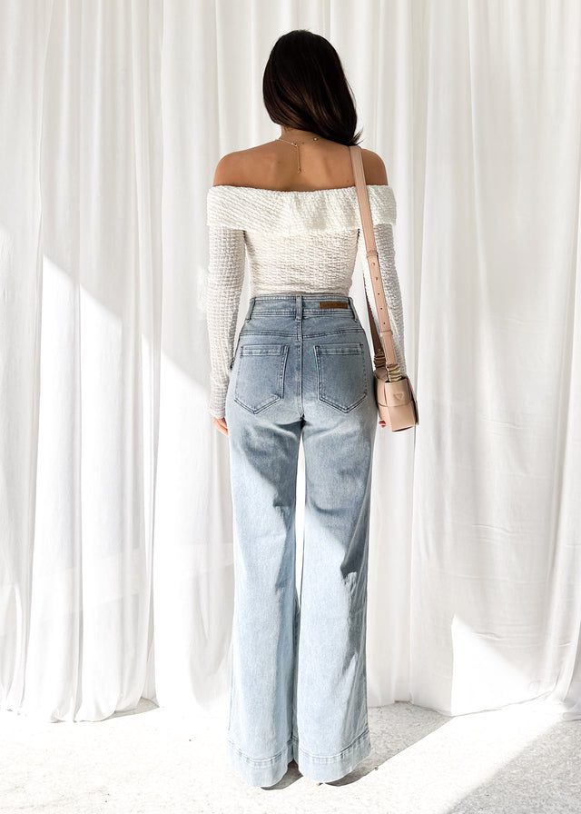 Zekroe Wide Leg Jeans - Light Blue