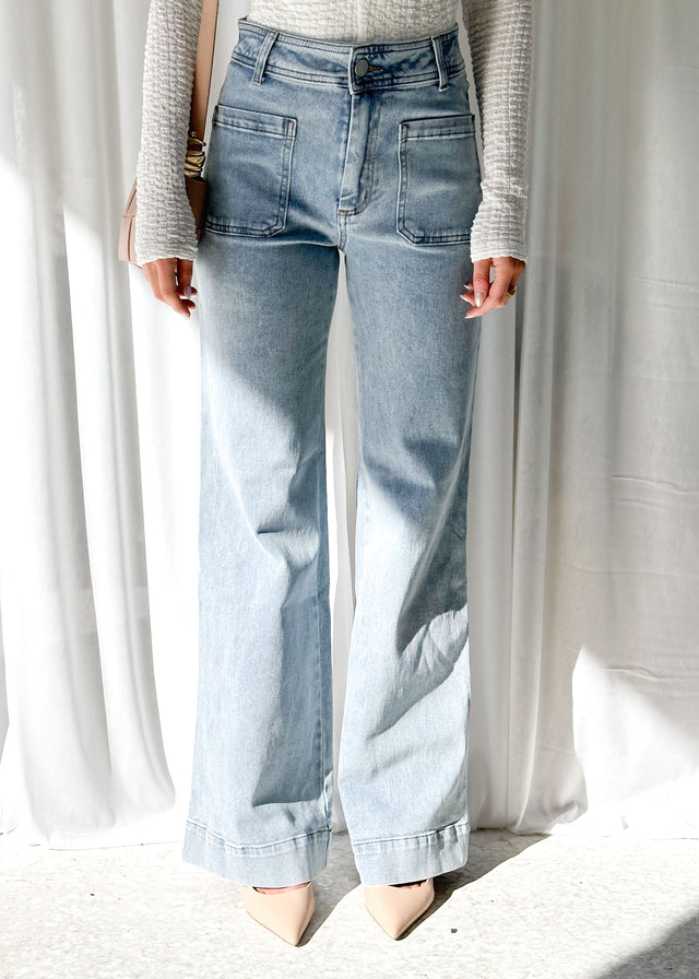 Zekroe Wide Leg Jeans - Light Blue