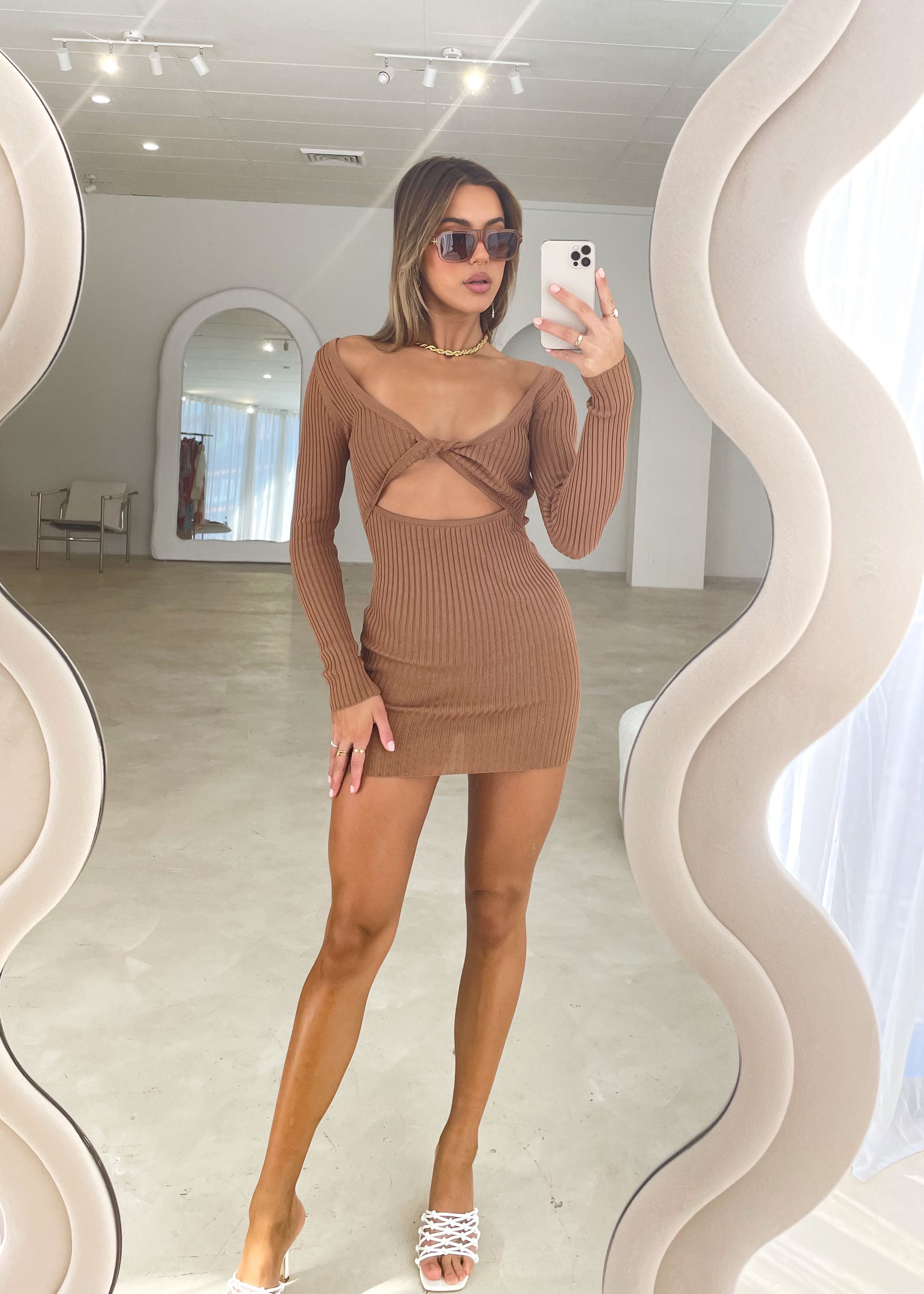 Bold Moment Knit Dress - Tan