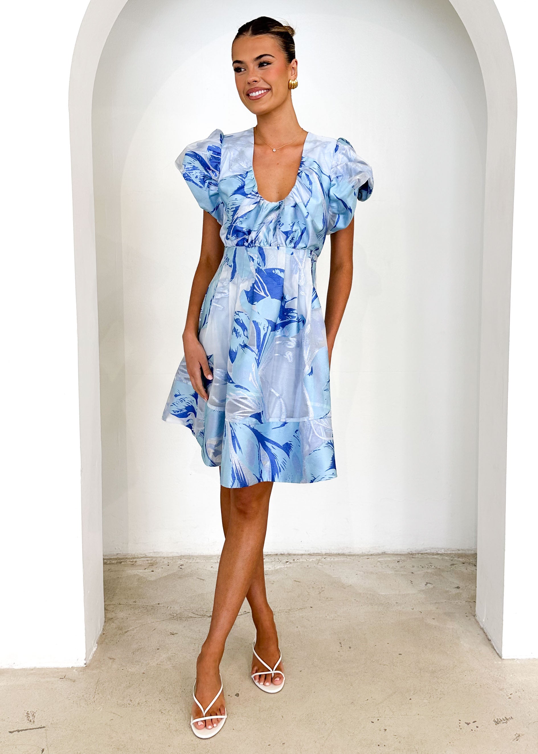 Dayna Dress - Sky Jacquard