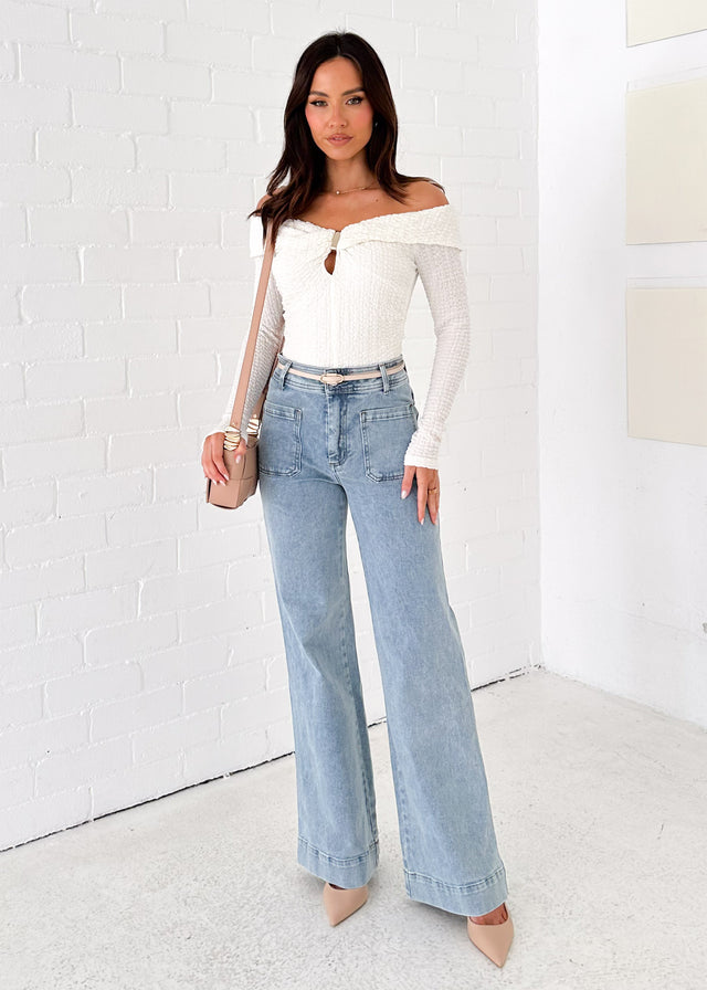 Zekroe Wide Leg Jeans - Light Blue