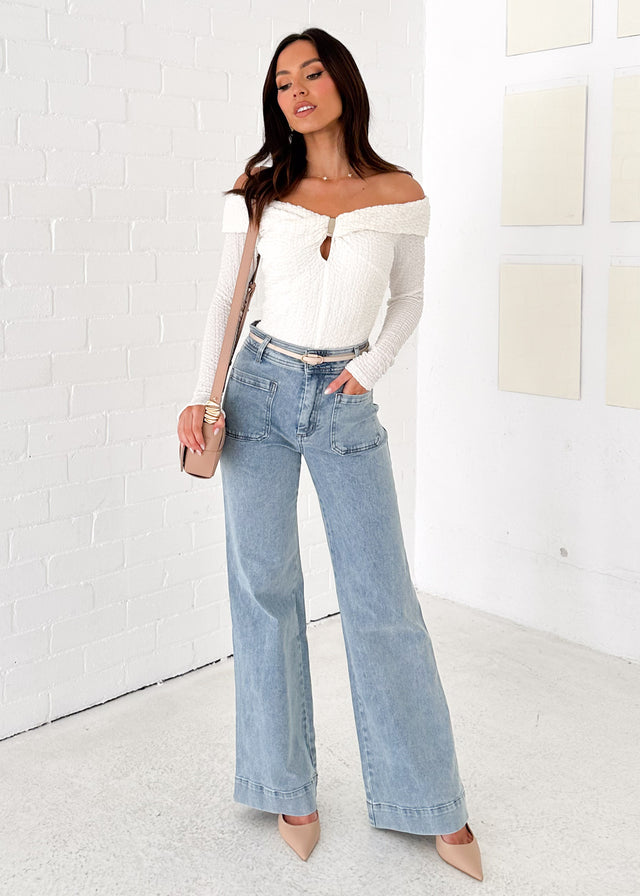 Zekroe Wide Leg Jeans - Light Blue