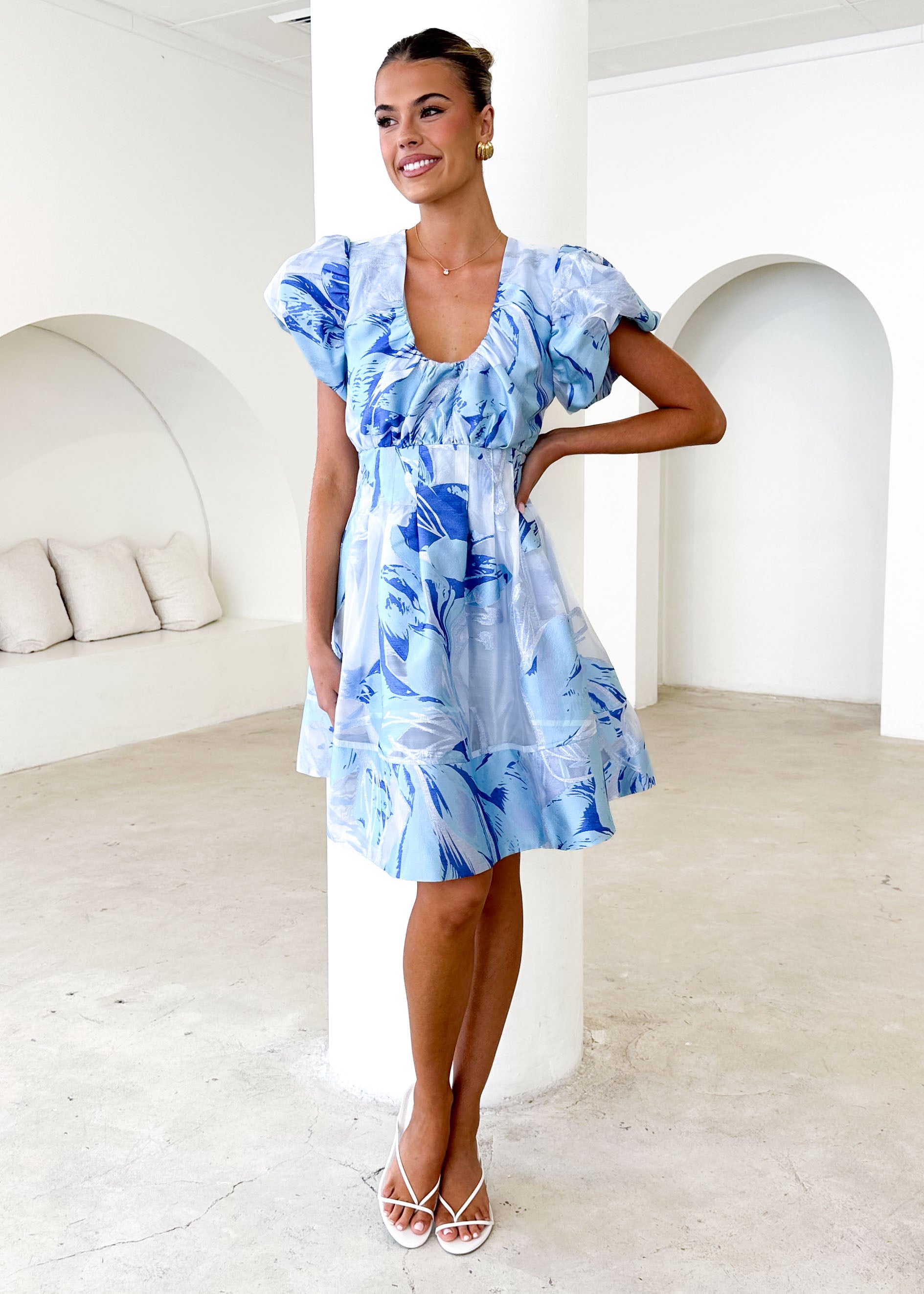 Dayna Dress - Sky Jacquard