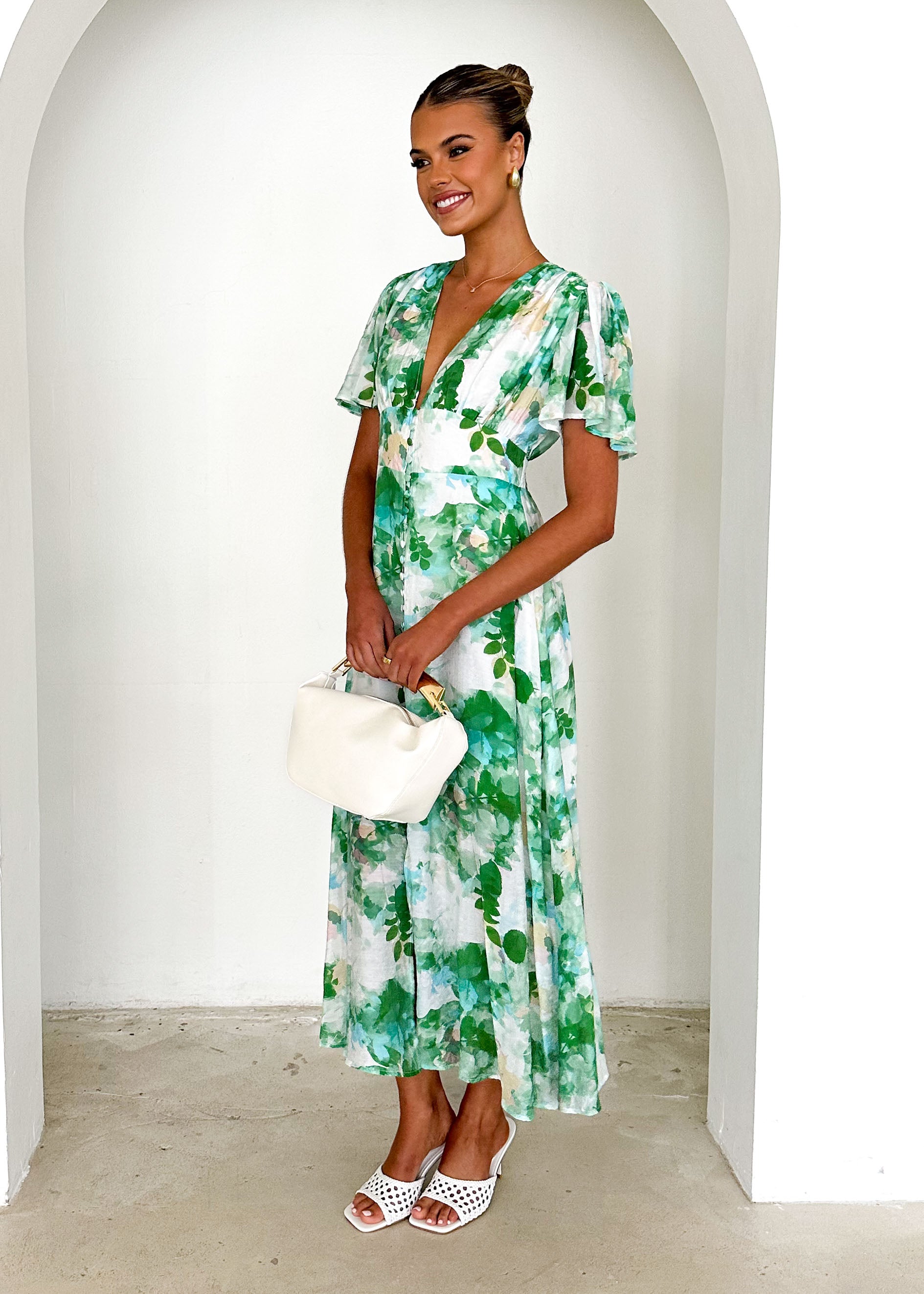 Zazu Maxi Dress - Green Abstract