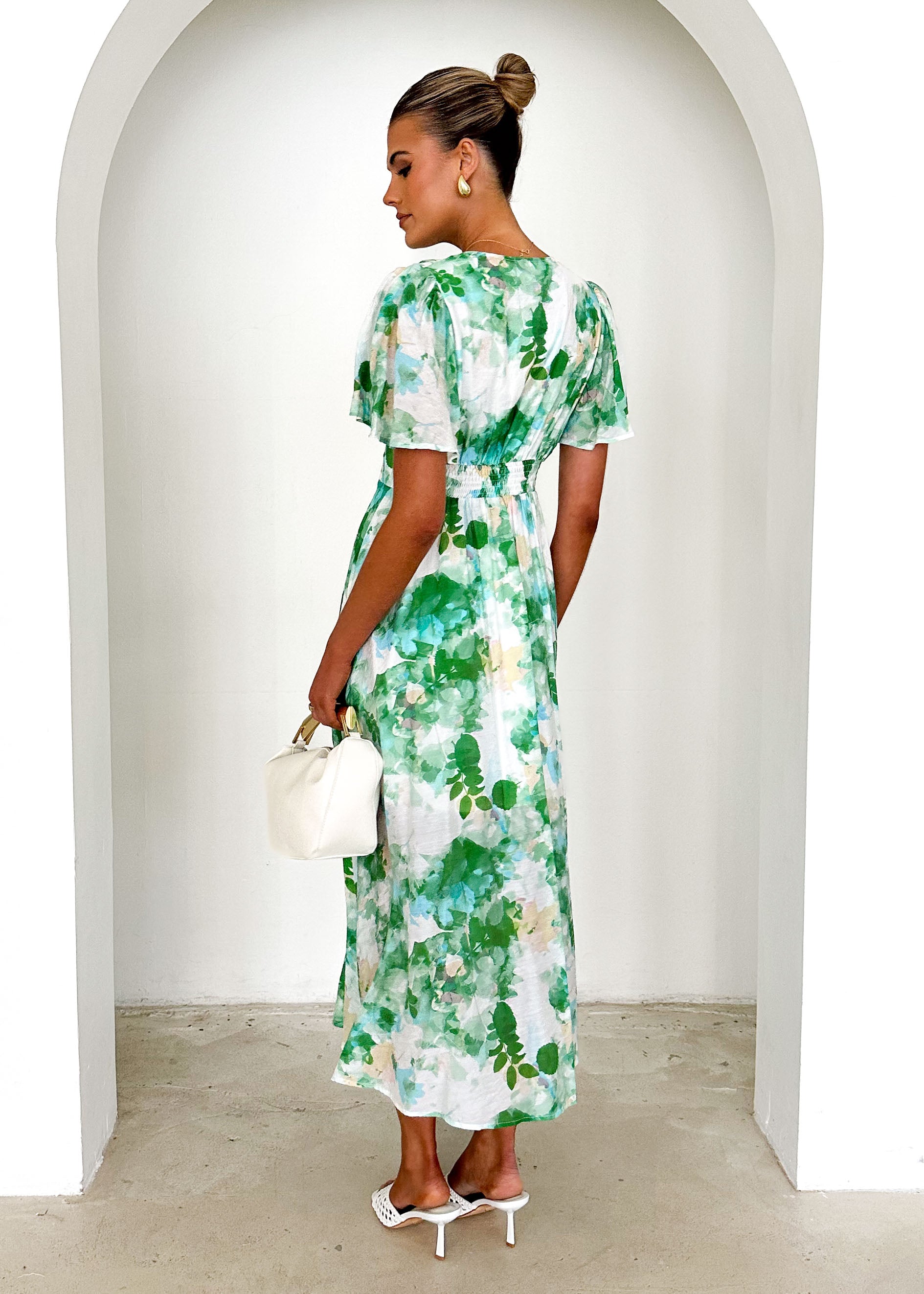 Zazu Maxi Dress - Green Abstract