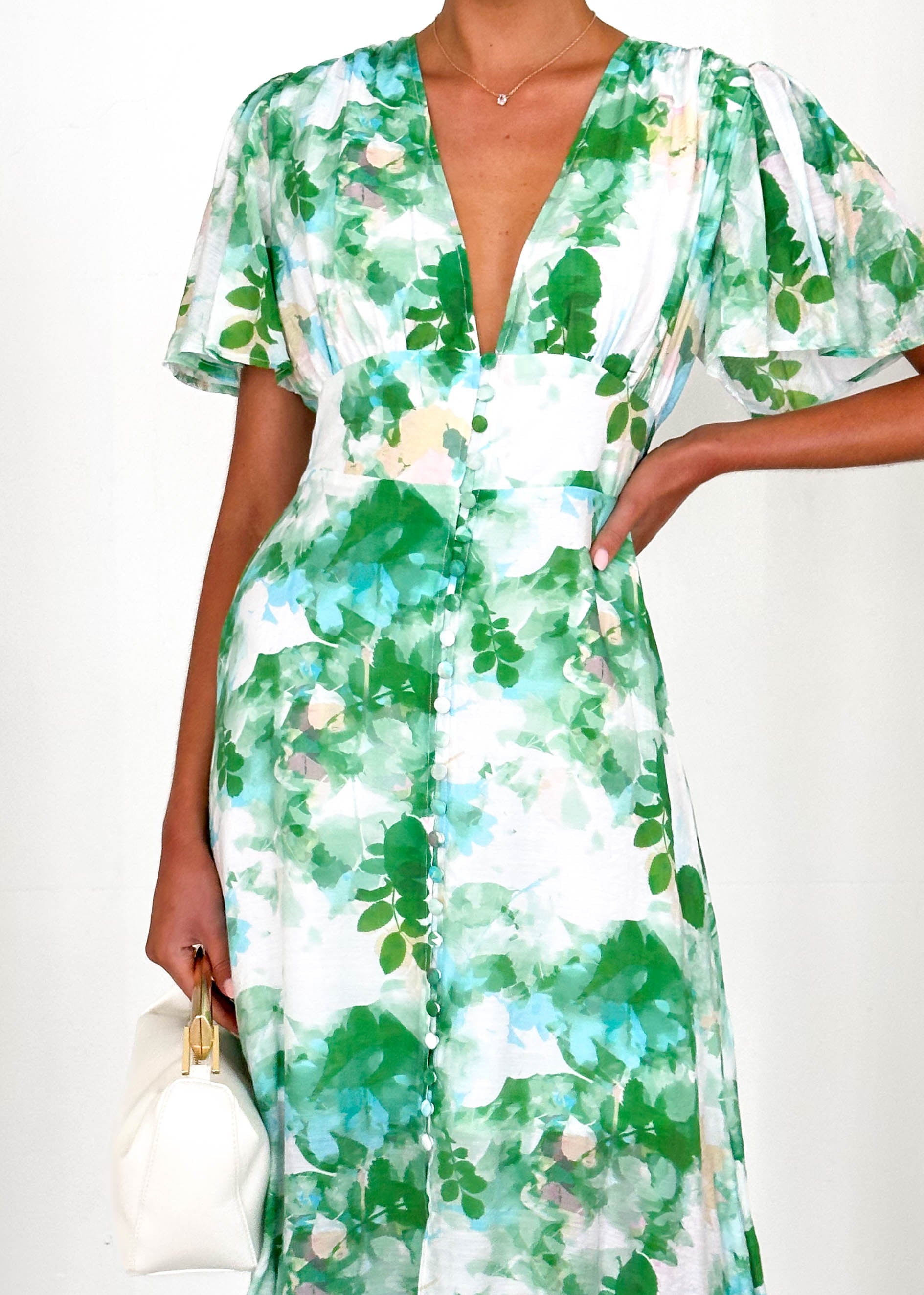 Zazu Maxi Dress - Green Abstract