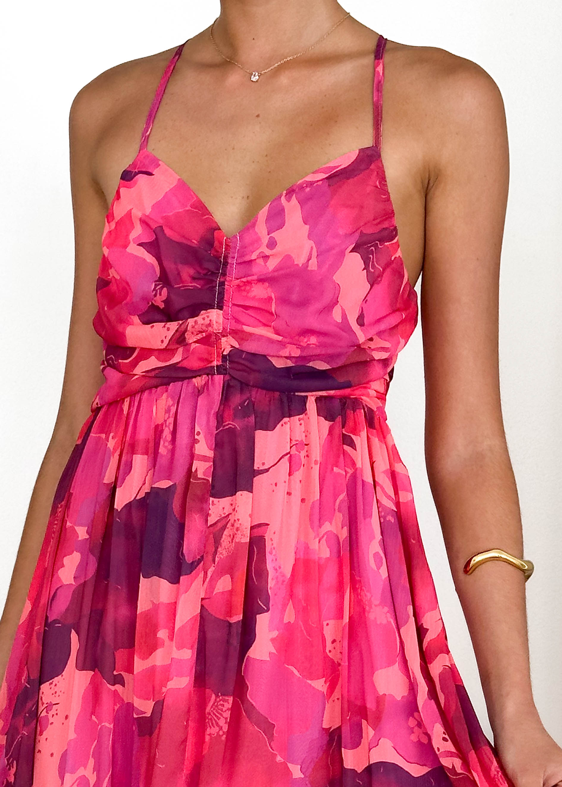 Tahitian Midi Dress - Magenta Rush