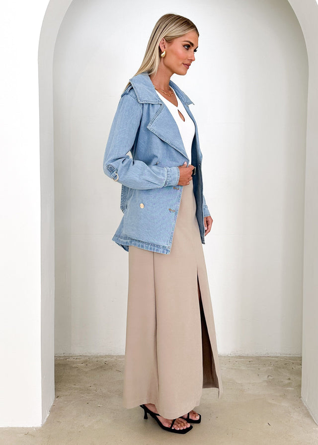 Traylo Denim Trench - Light Blue