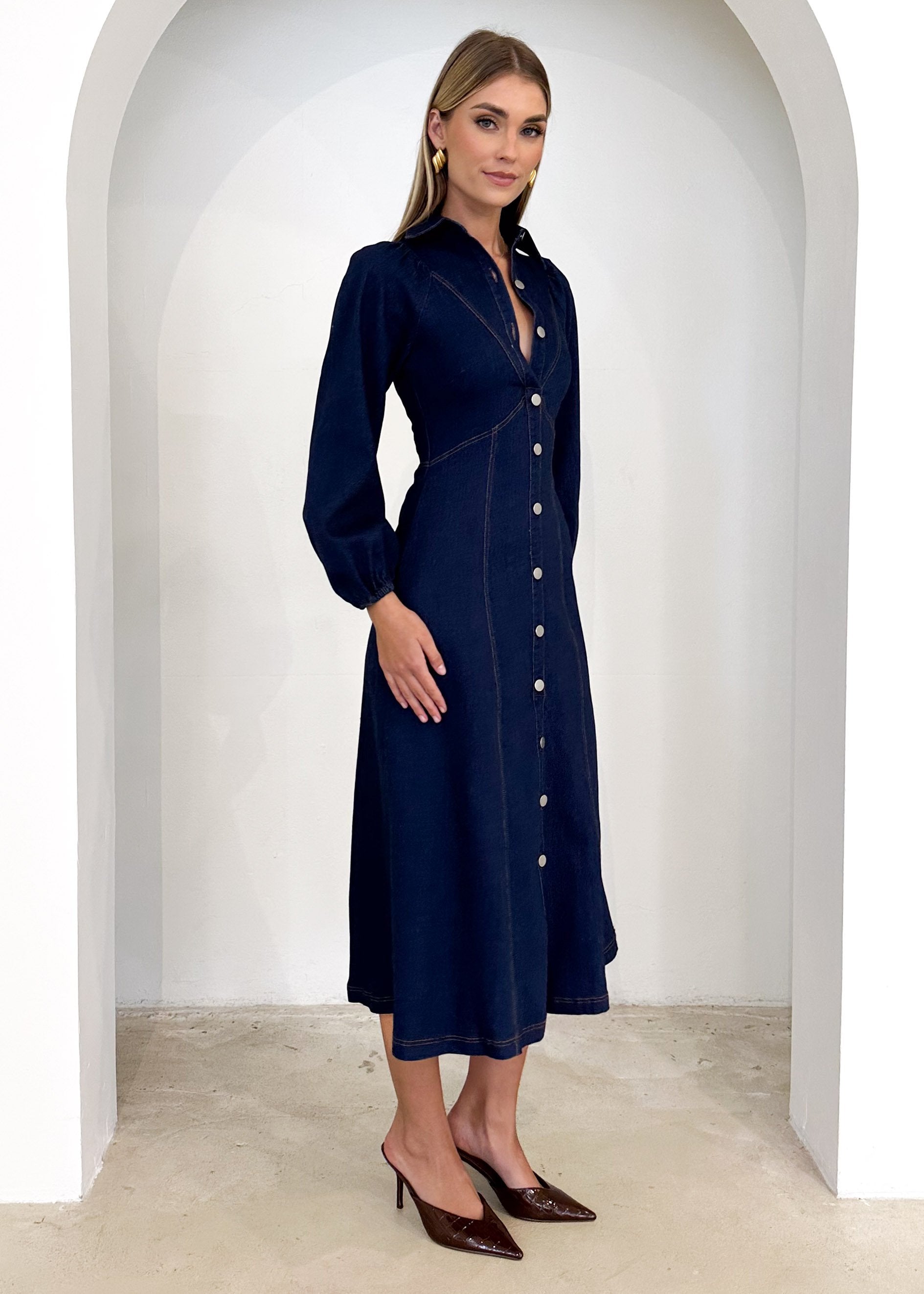 Cooper Denim Midi Dress - Indigo