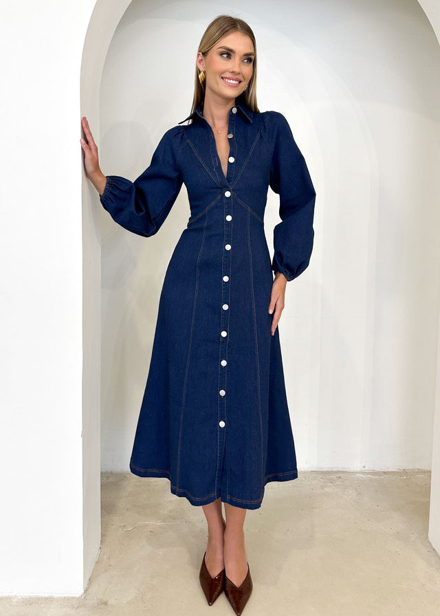 Cooper Denim Midi Dress - Indigo