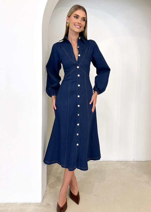 Cooper Denim Midi Dress - Indigo