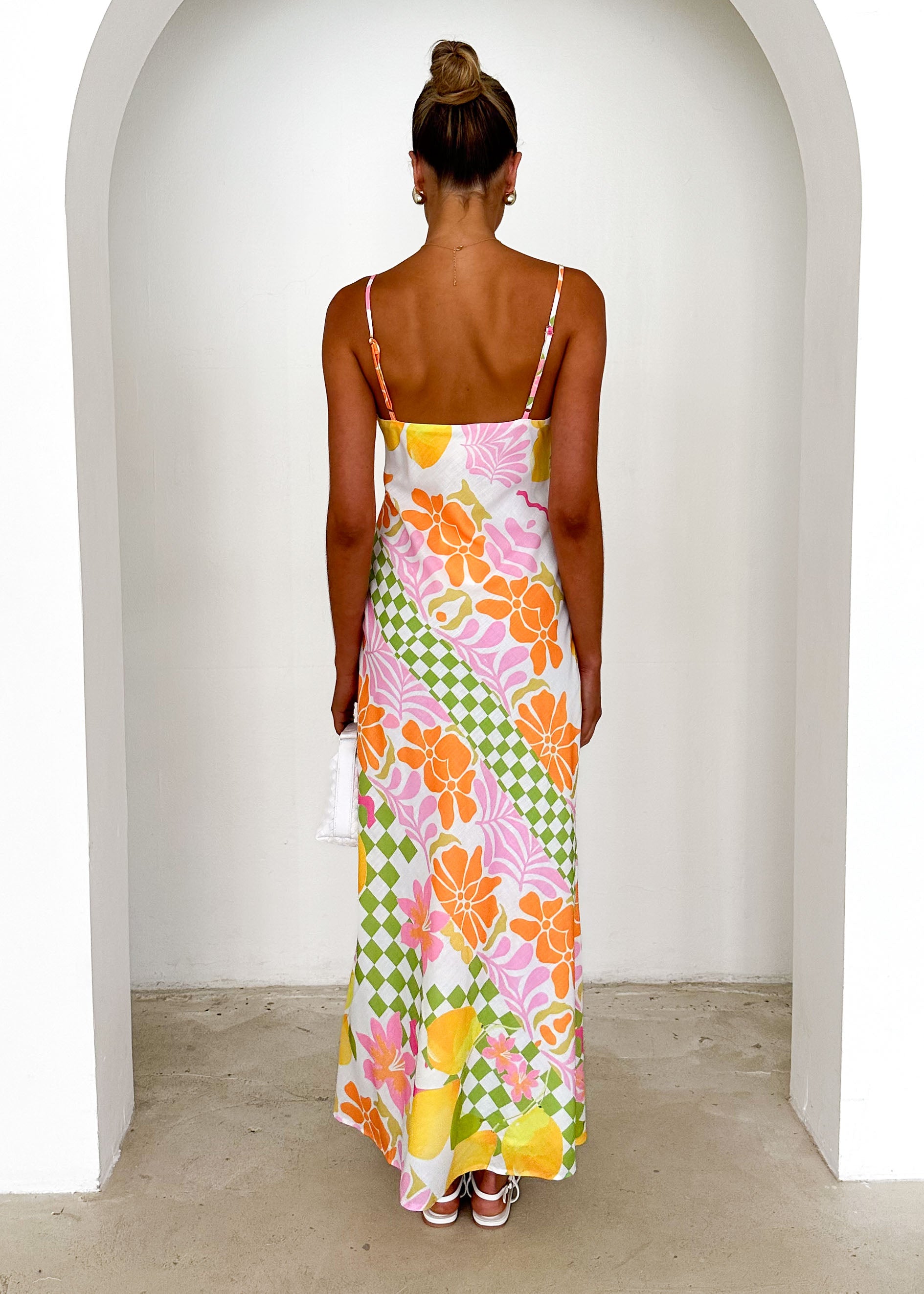 Pacific Midi Dress - Lime Flowers