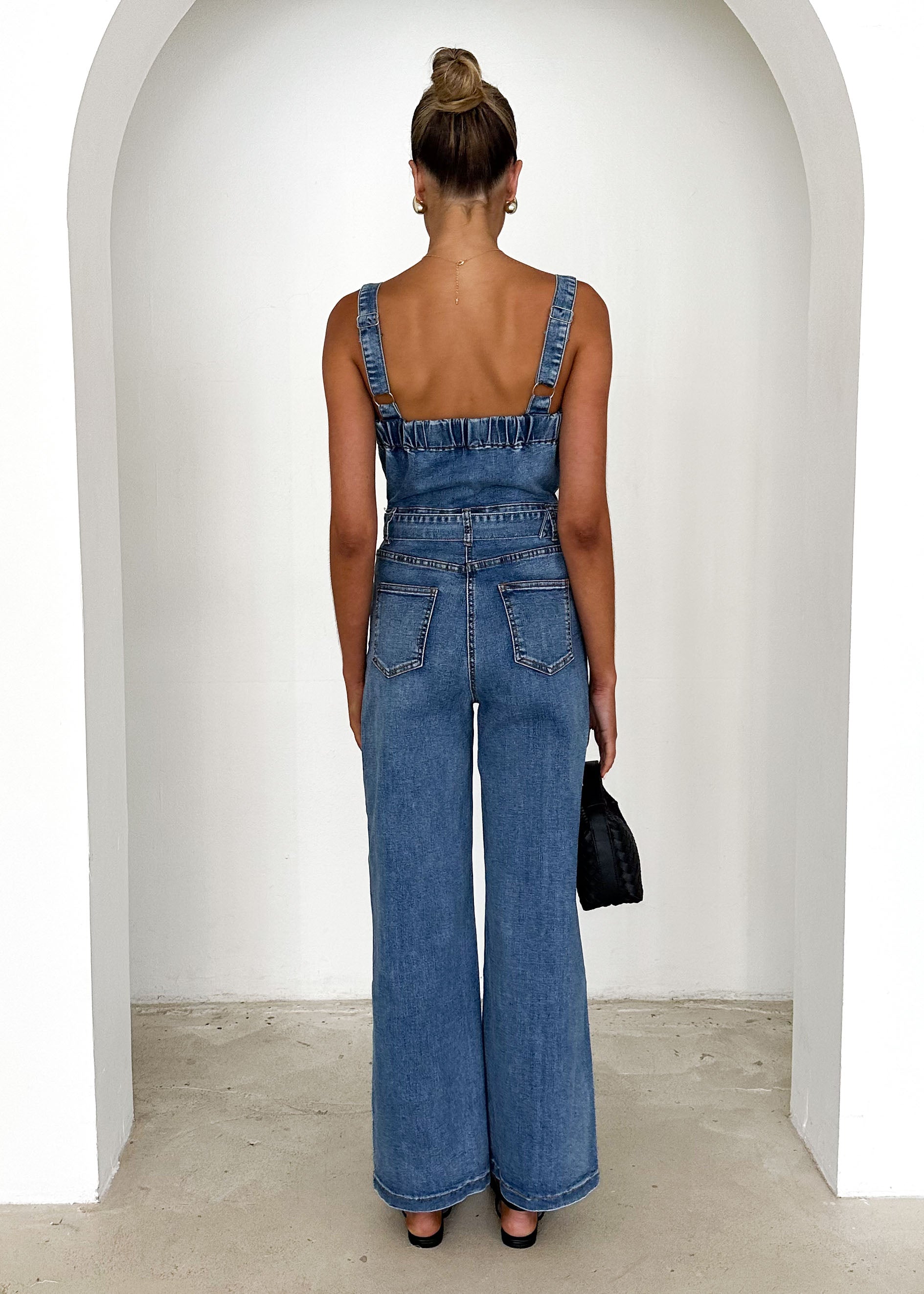 Larissa Denim Pantsuit - Mid Blue