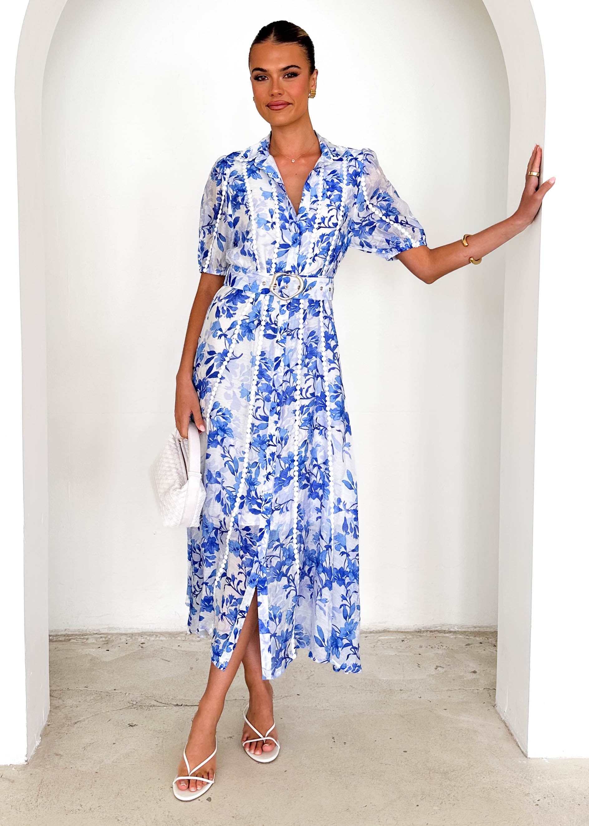 Mannia Maxi Dress - Blue Floral