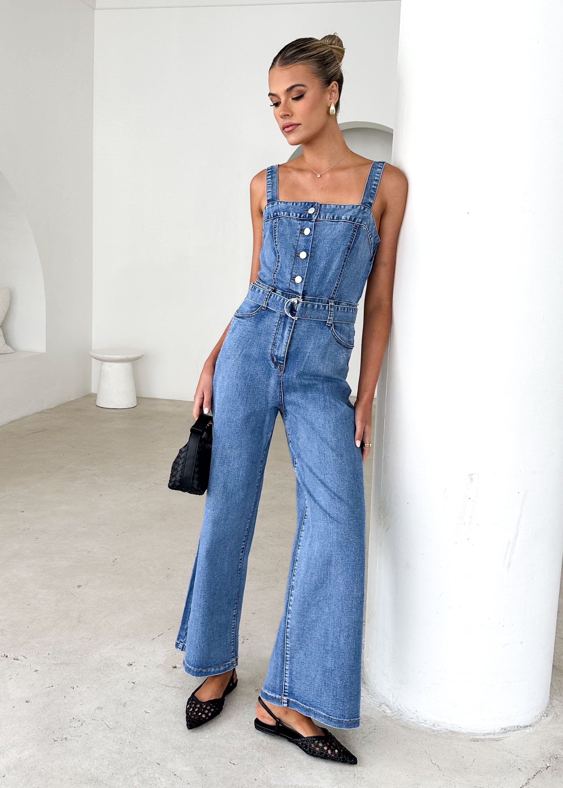 Larissa Denim Pantsuit - Mid Blue