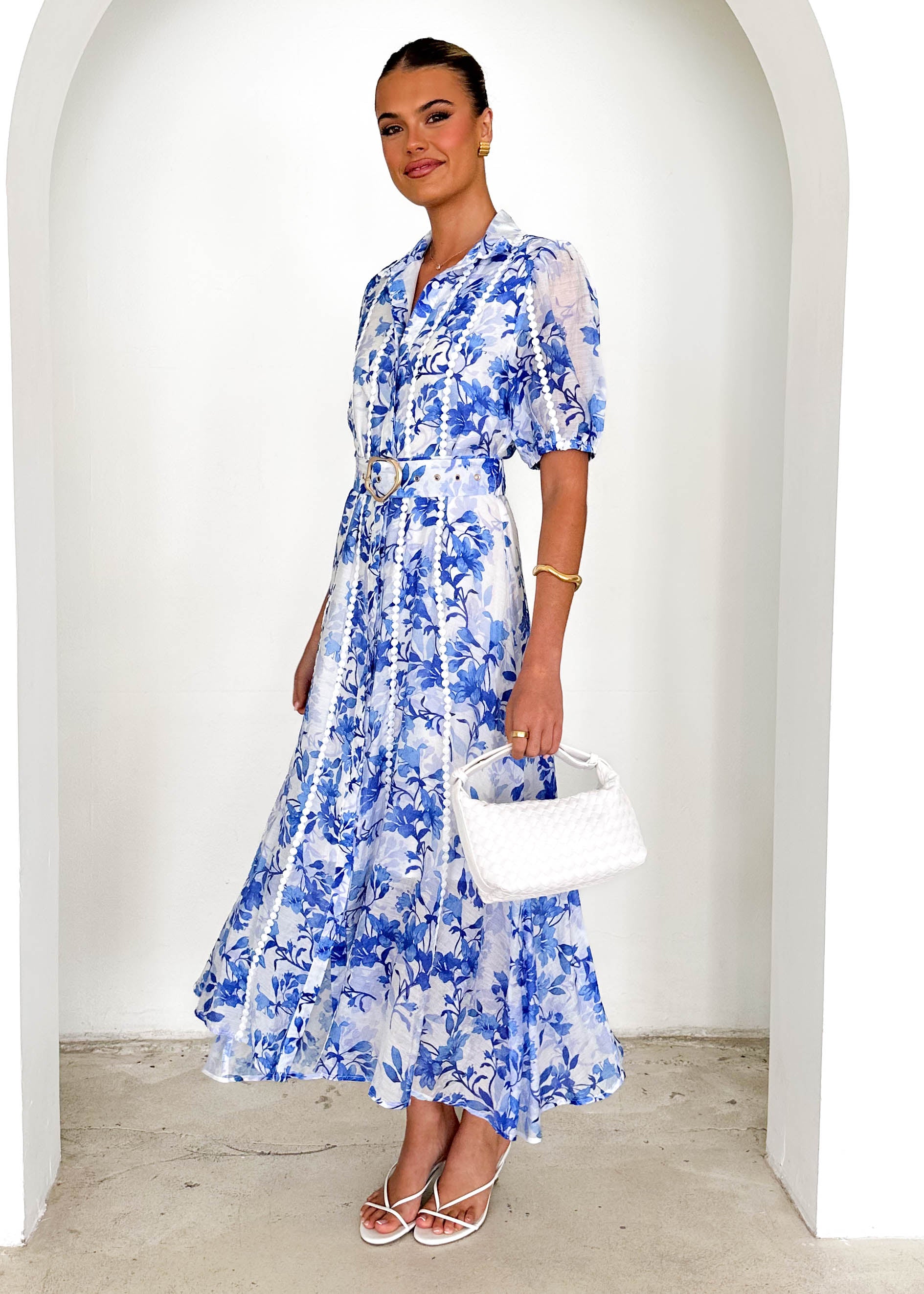 Mannia Maxi Dress - Blue Floral