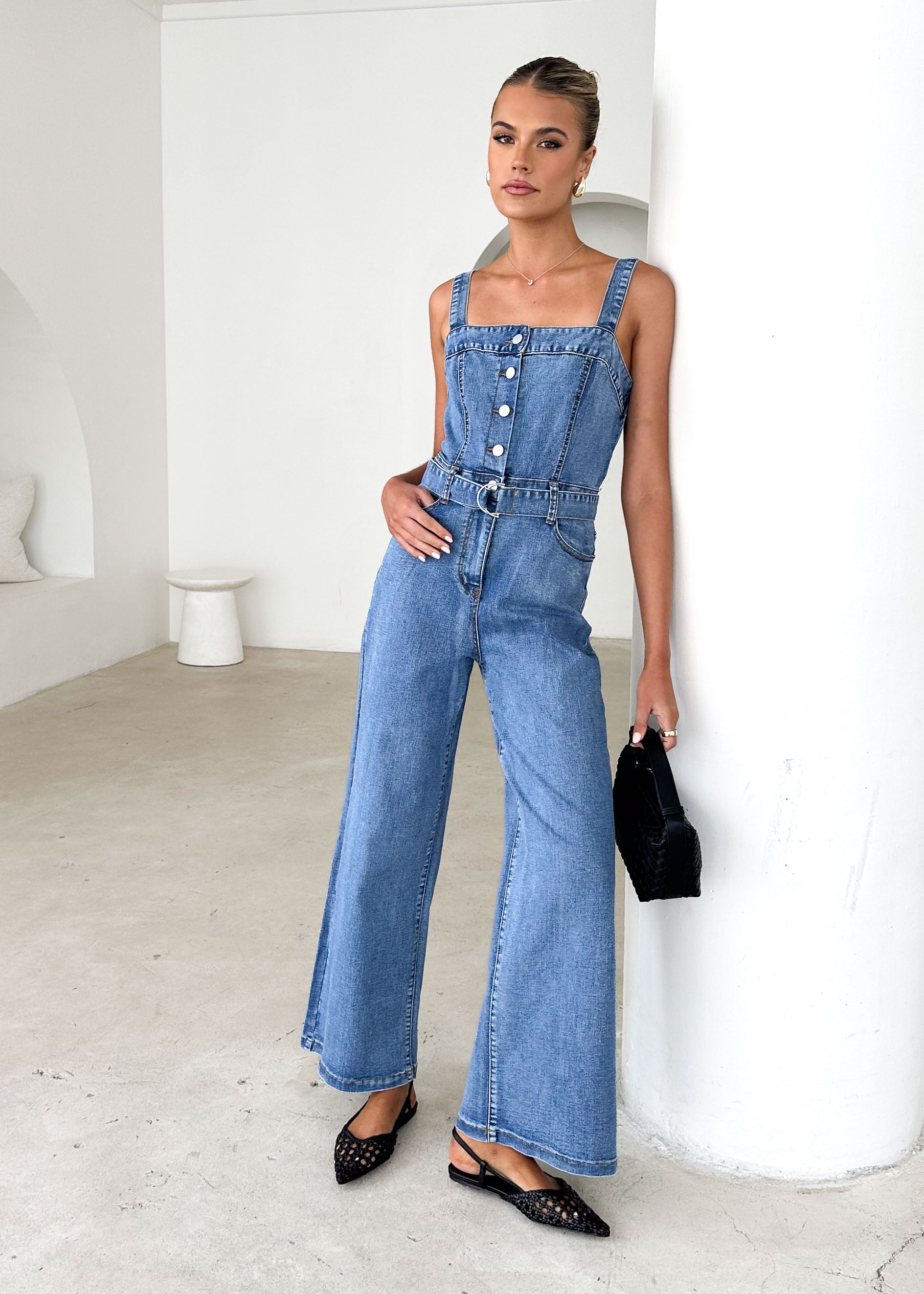 Larissa Denim Pantsuit - Mid Blue