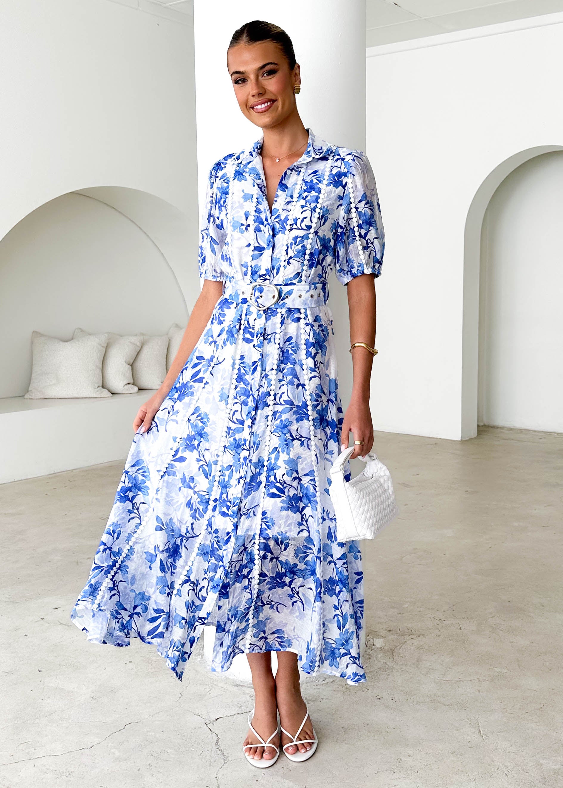 Mannia Maxi Dress - Blue Floral