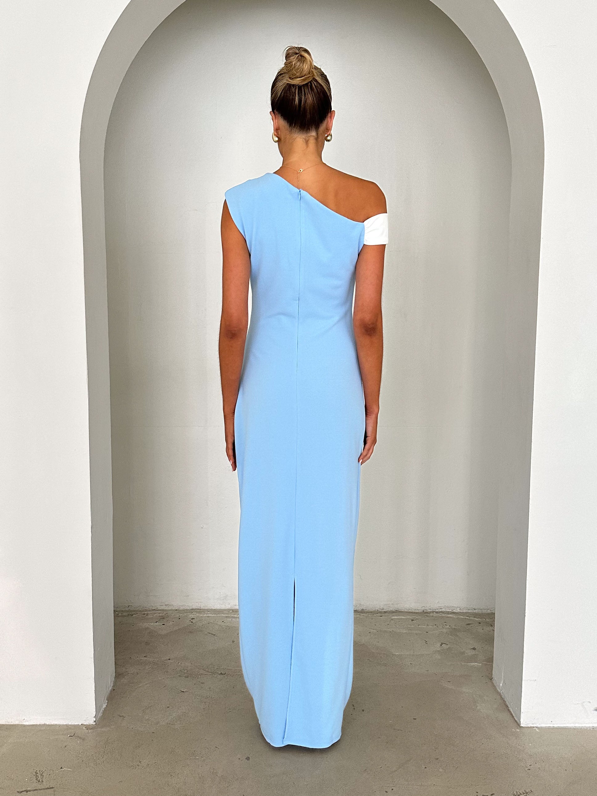 Naida One Shoulder Maxi Dress - Sky Blue