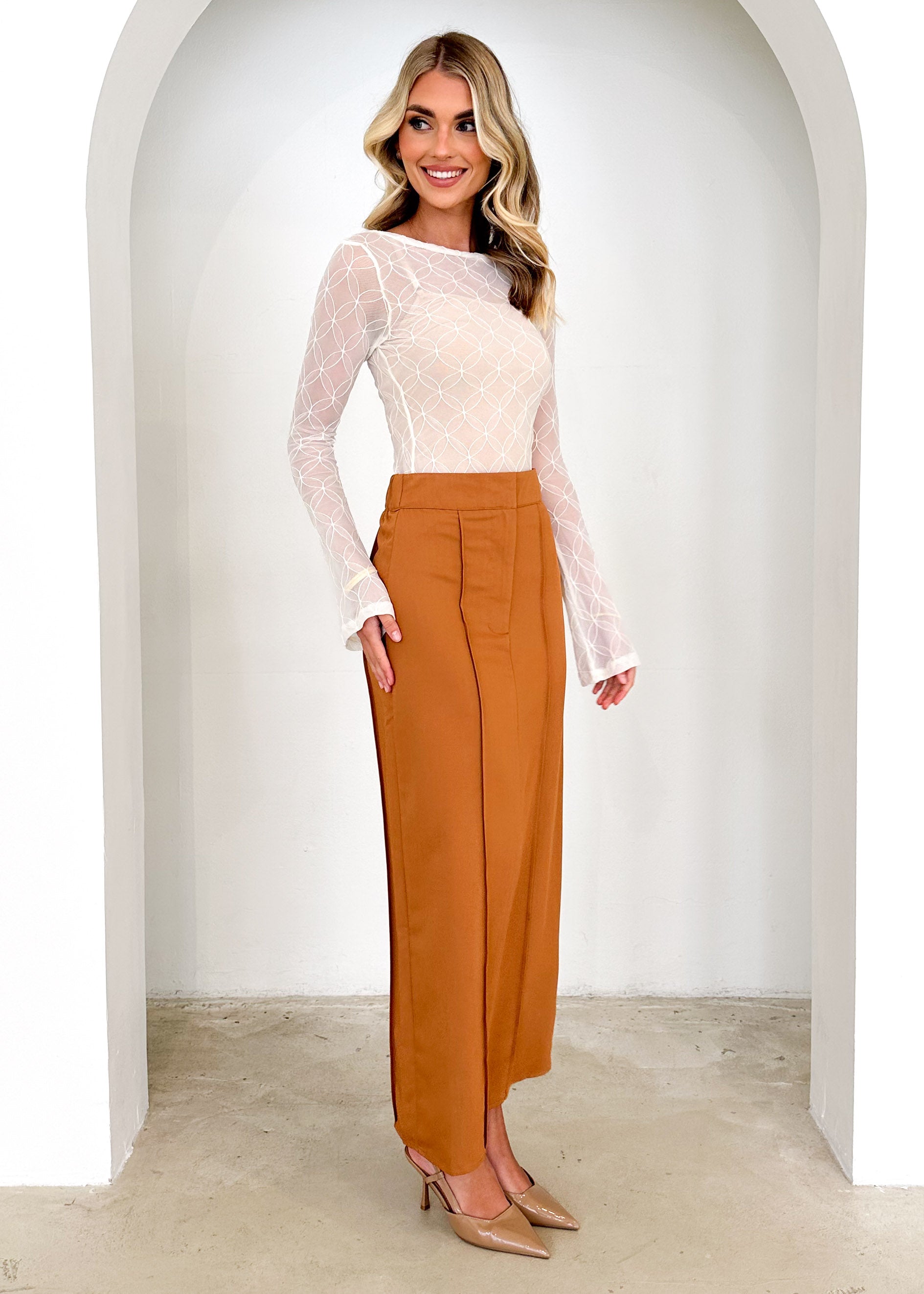 Corina Midi Skirt - Rust