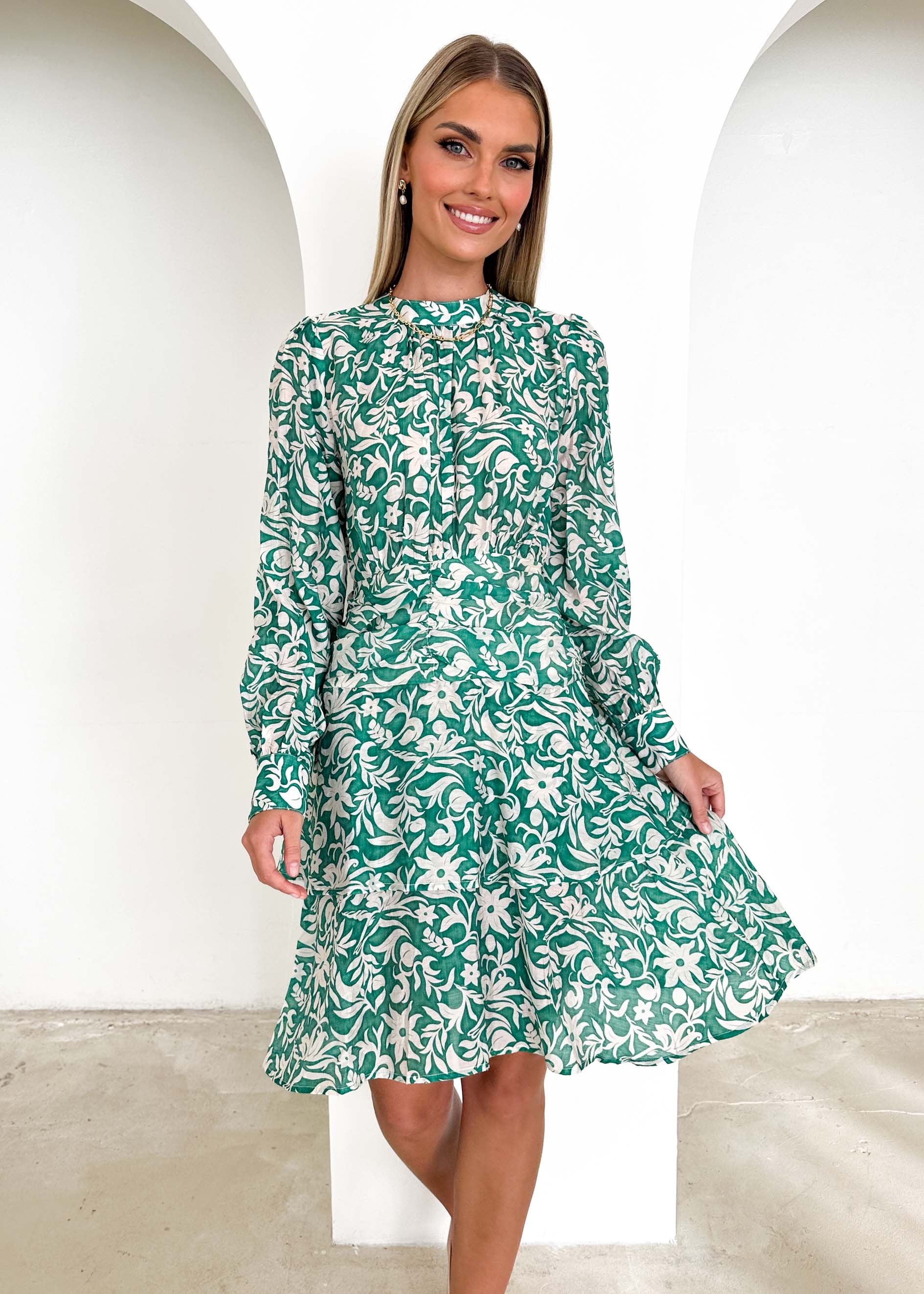 Chickro Dress - Green Floral