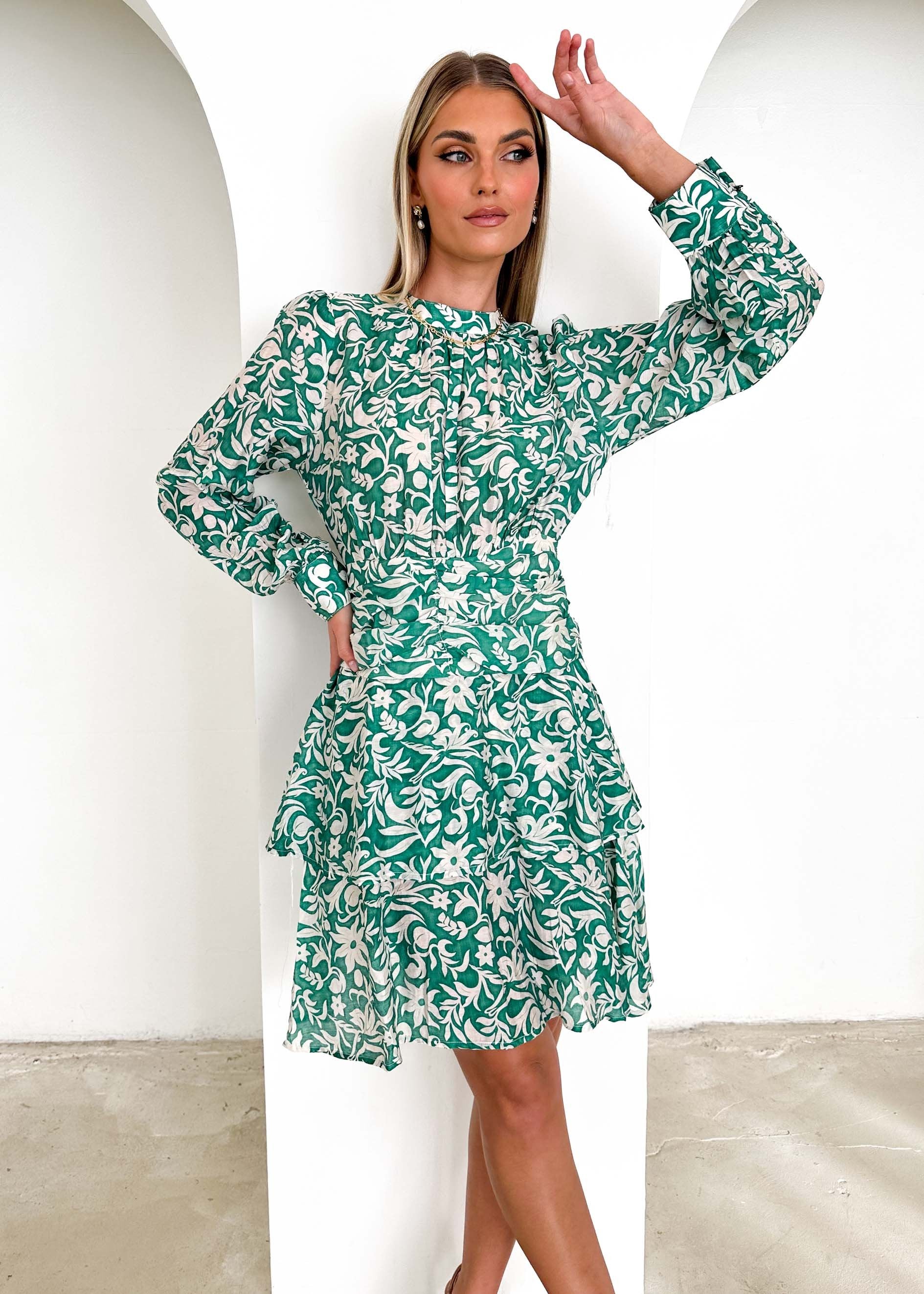 Chickro Dress - Green Floral