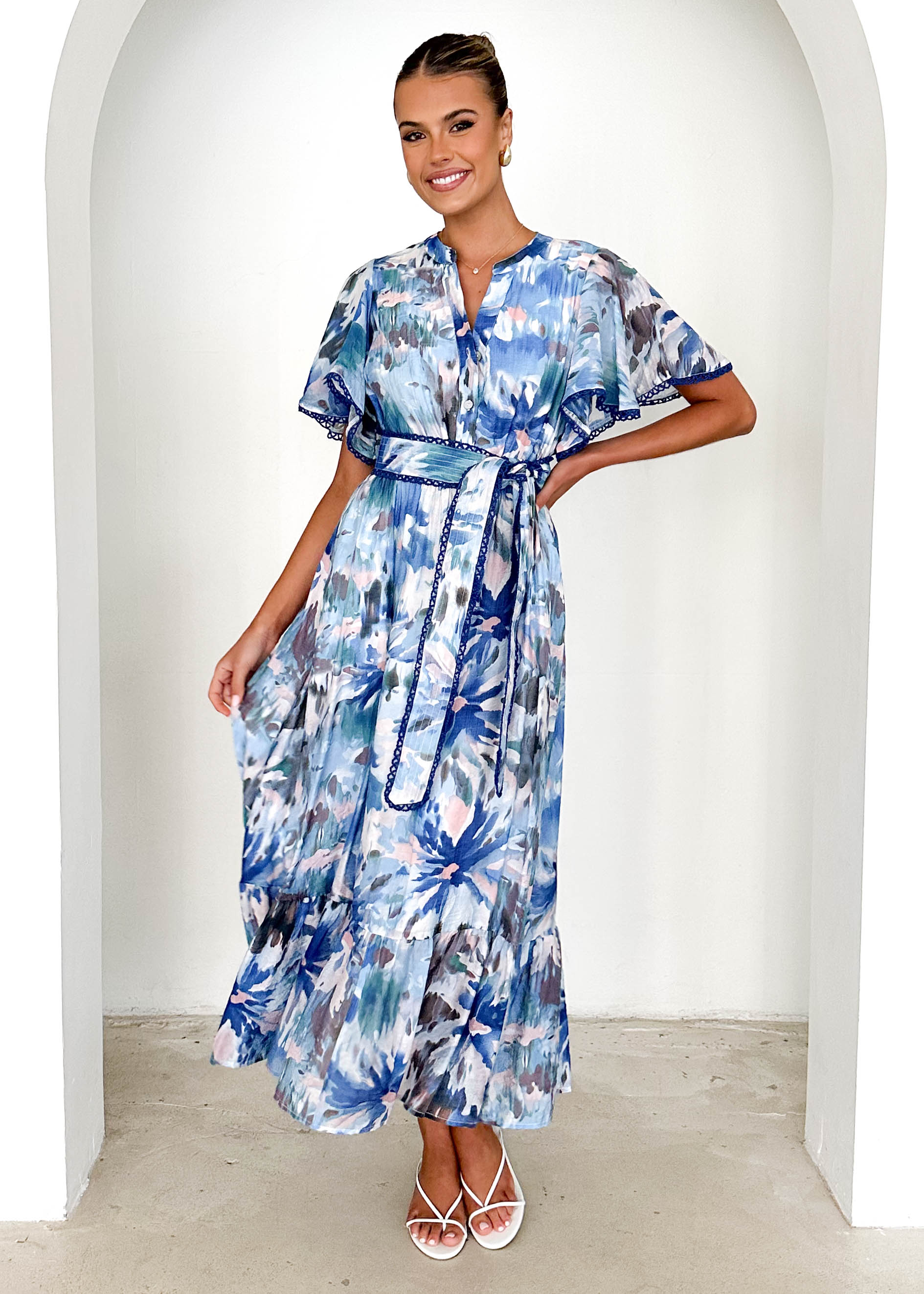 Janet Maxi Dress - Blue Floral