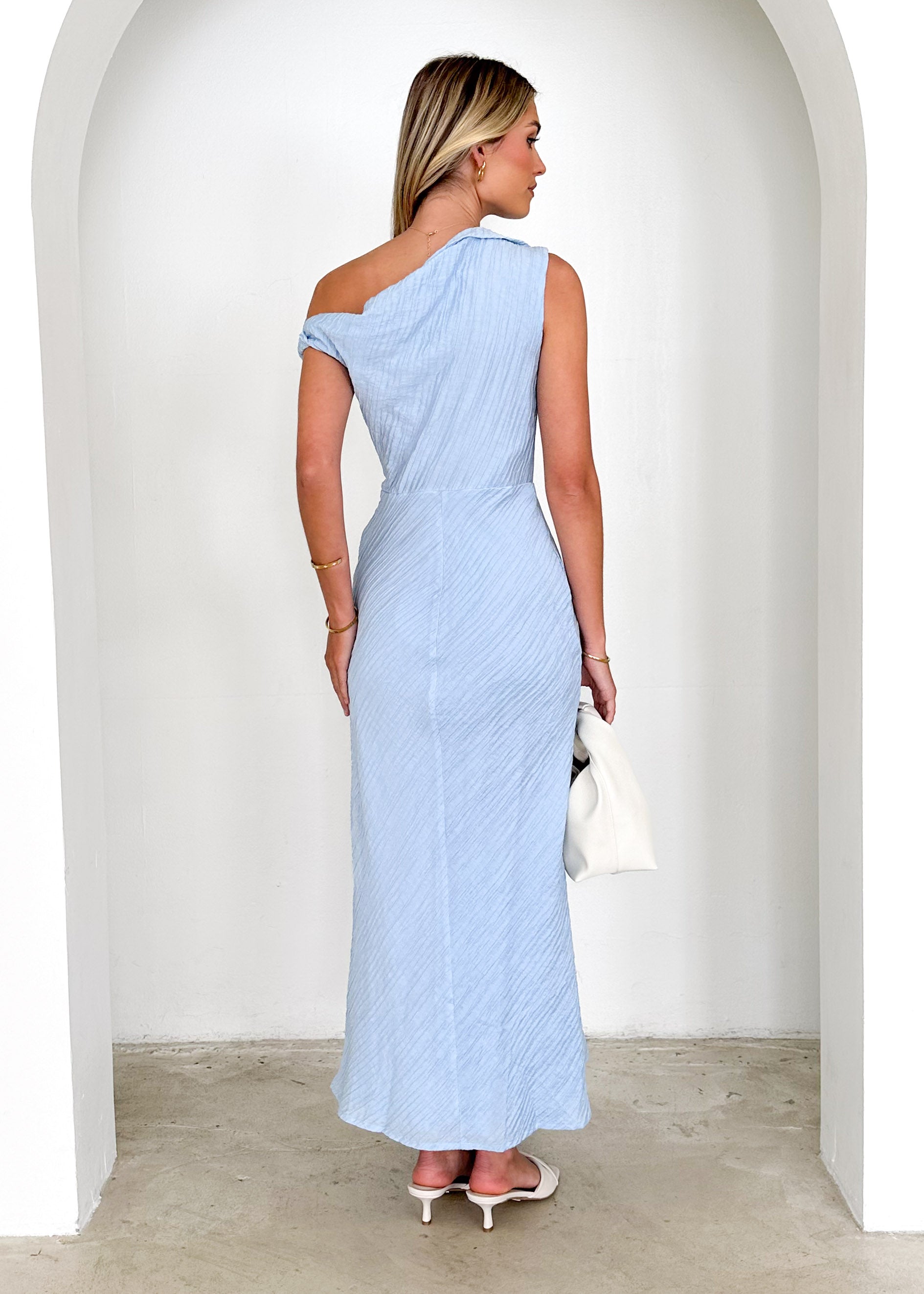 Mikkeli One Shoulder Maxi Dress - Powder Blue