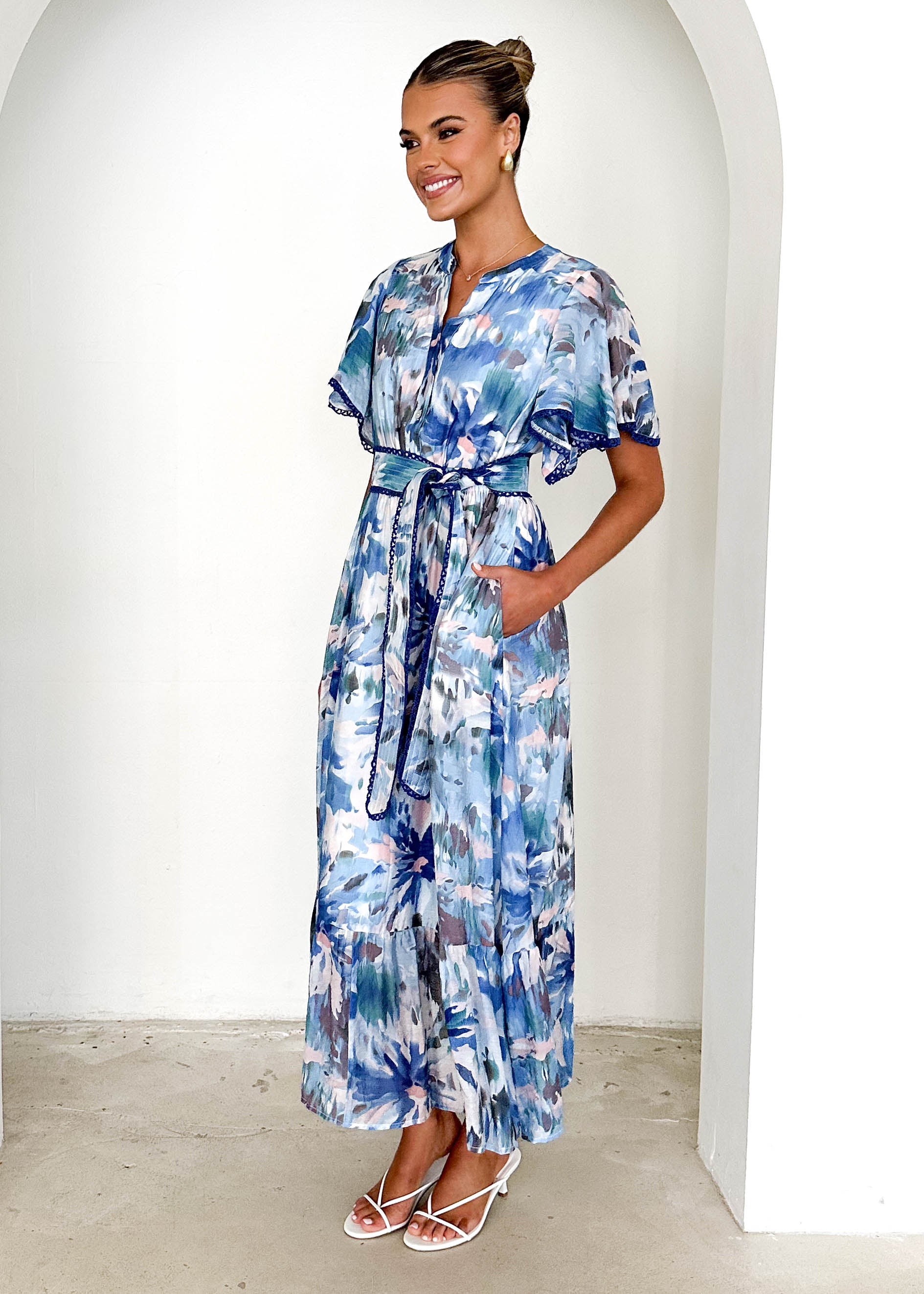 Janet Maxi Dress - Blue Floral