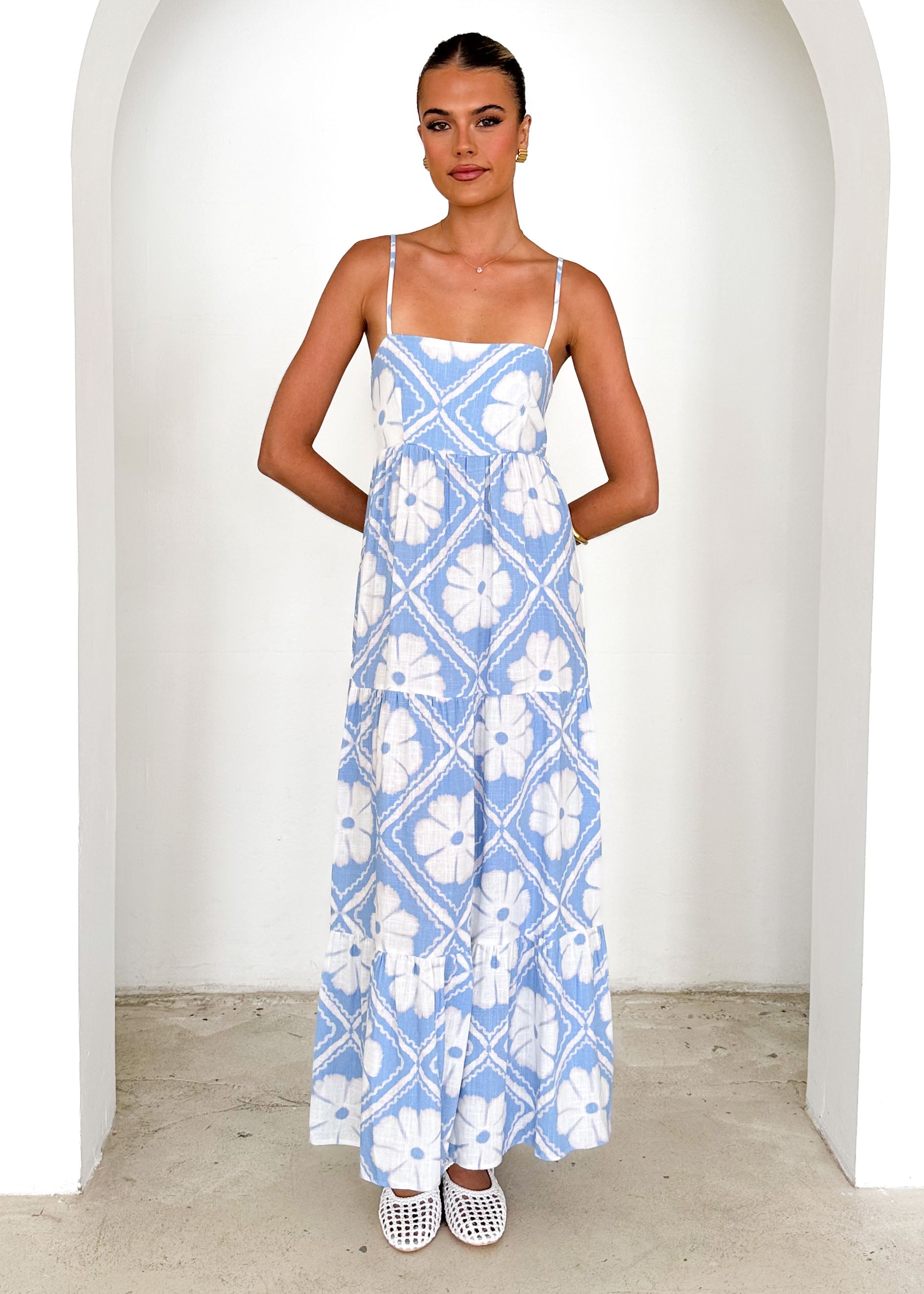 Noreen Maxi Dress - Blue Shibori