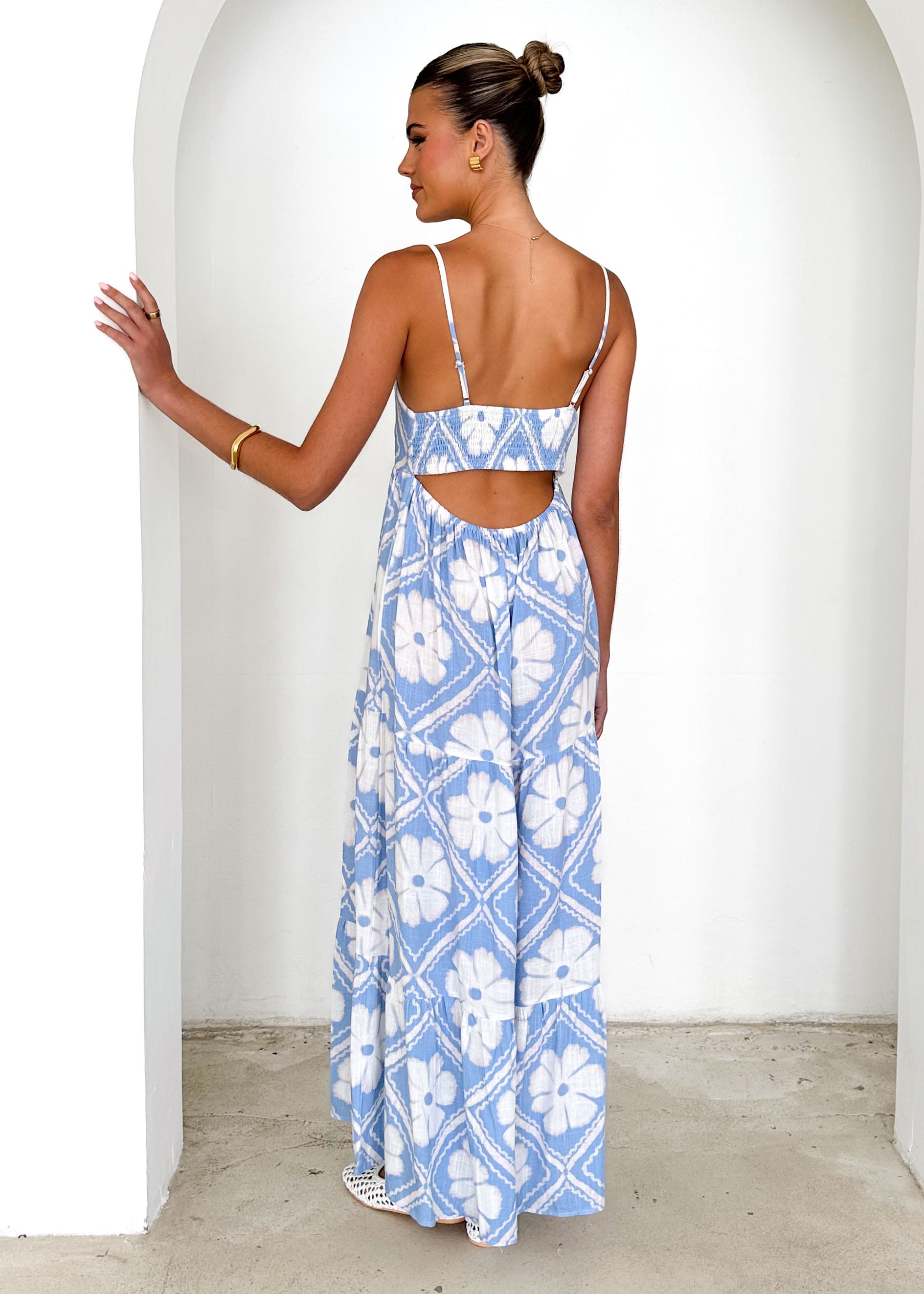 Noreen Maxi Dress - Blue Shibori