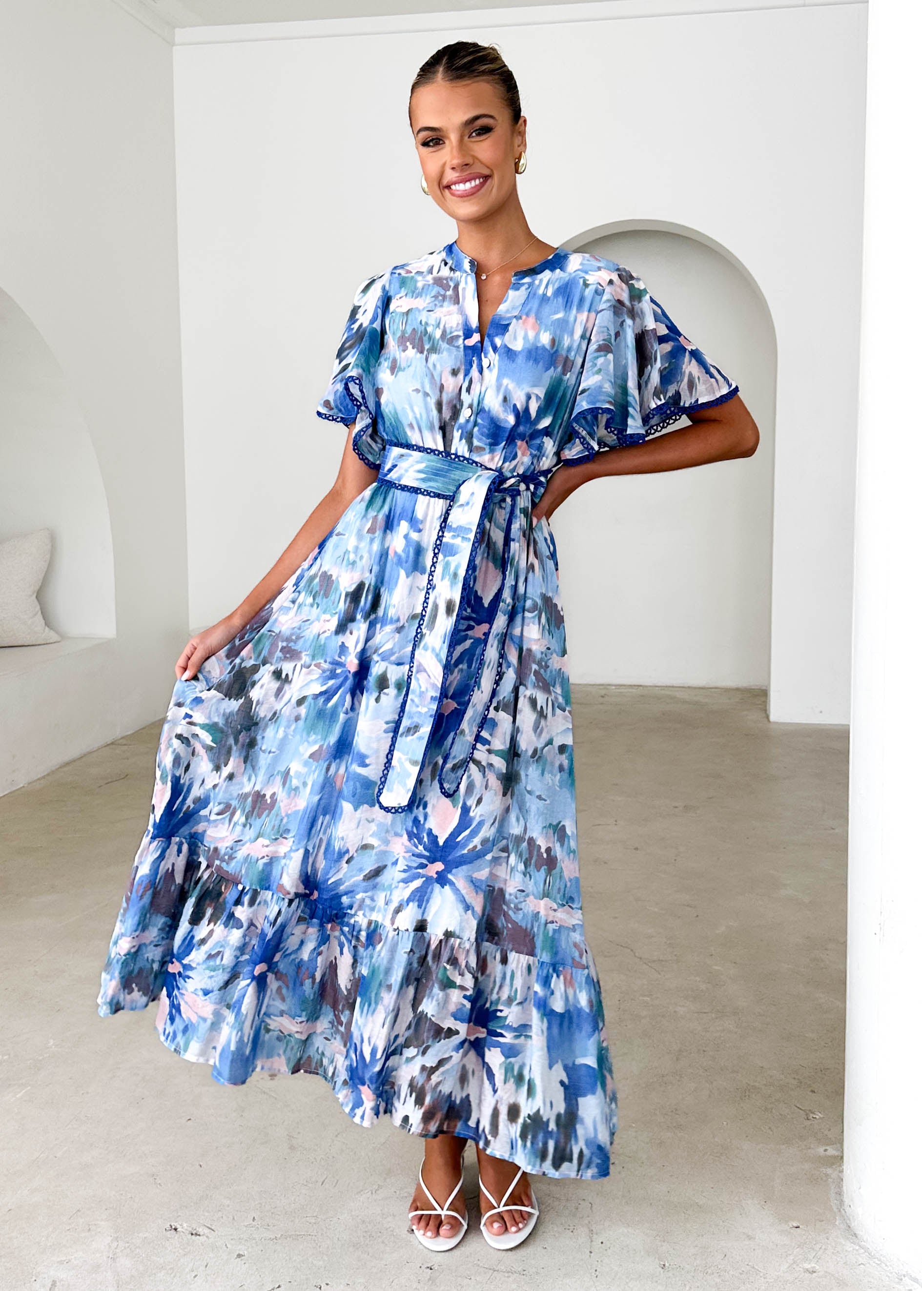 Janet Maxi Dress - Blue Floral