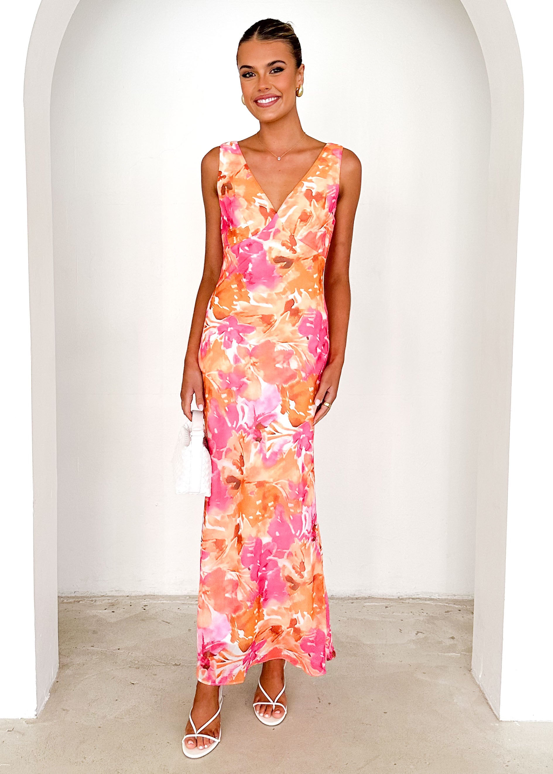 Thessy Maxi Dress - Tangerine Floral