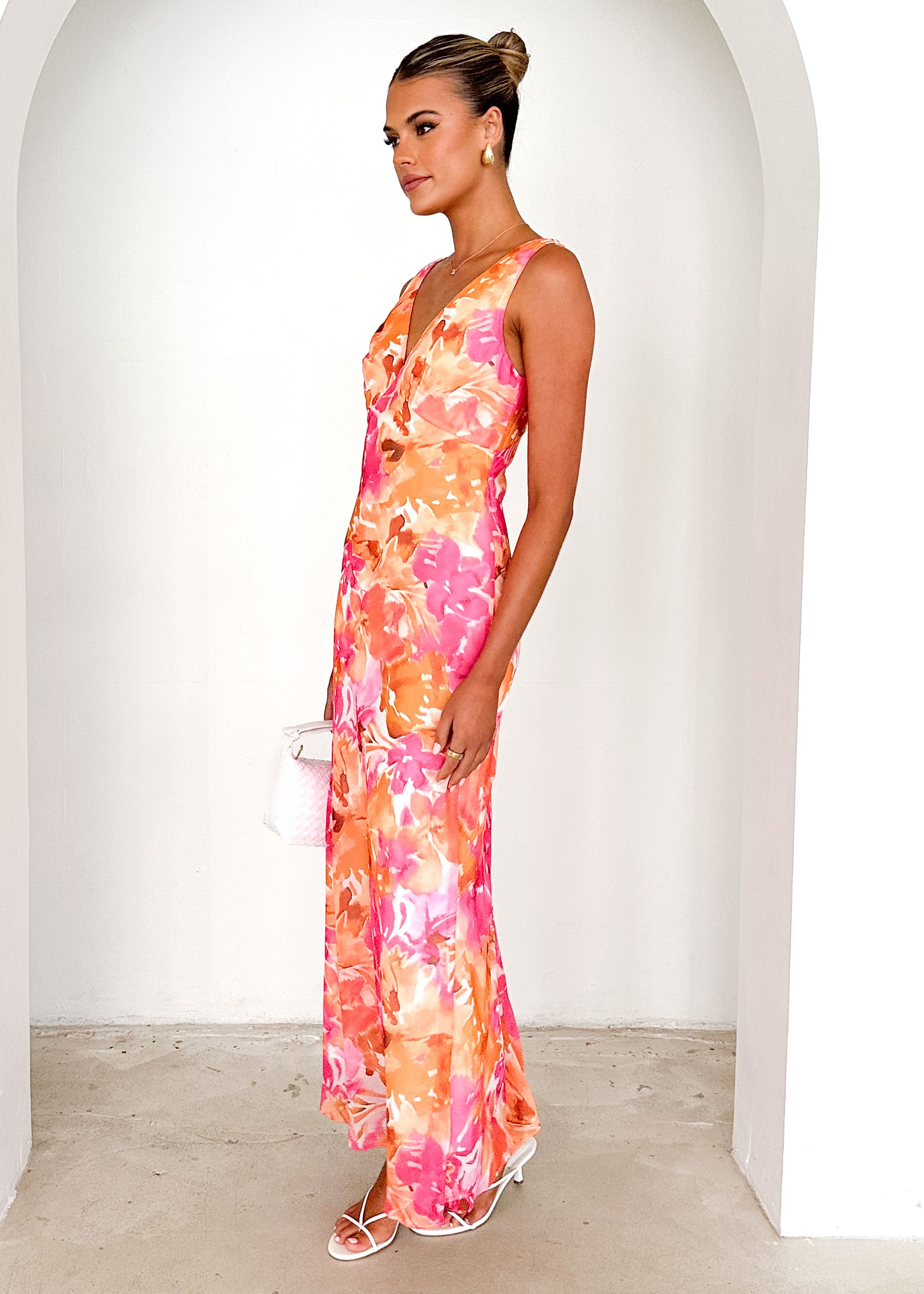 Thessy Maxi Dress - Tangerine Floral