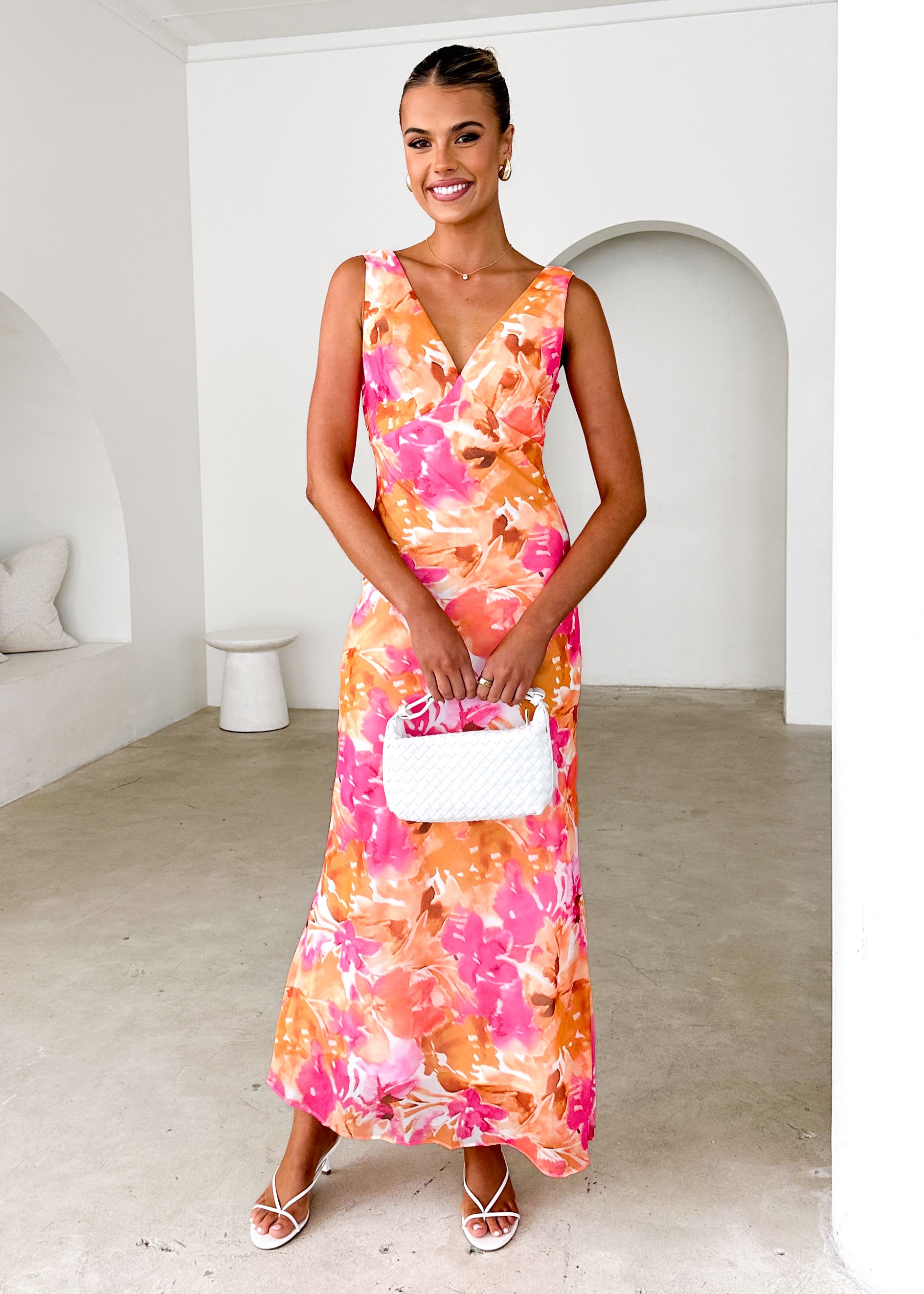 Thessy Maxi Dress - Tangerine Floral