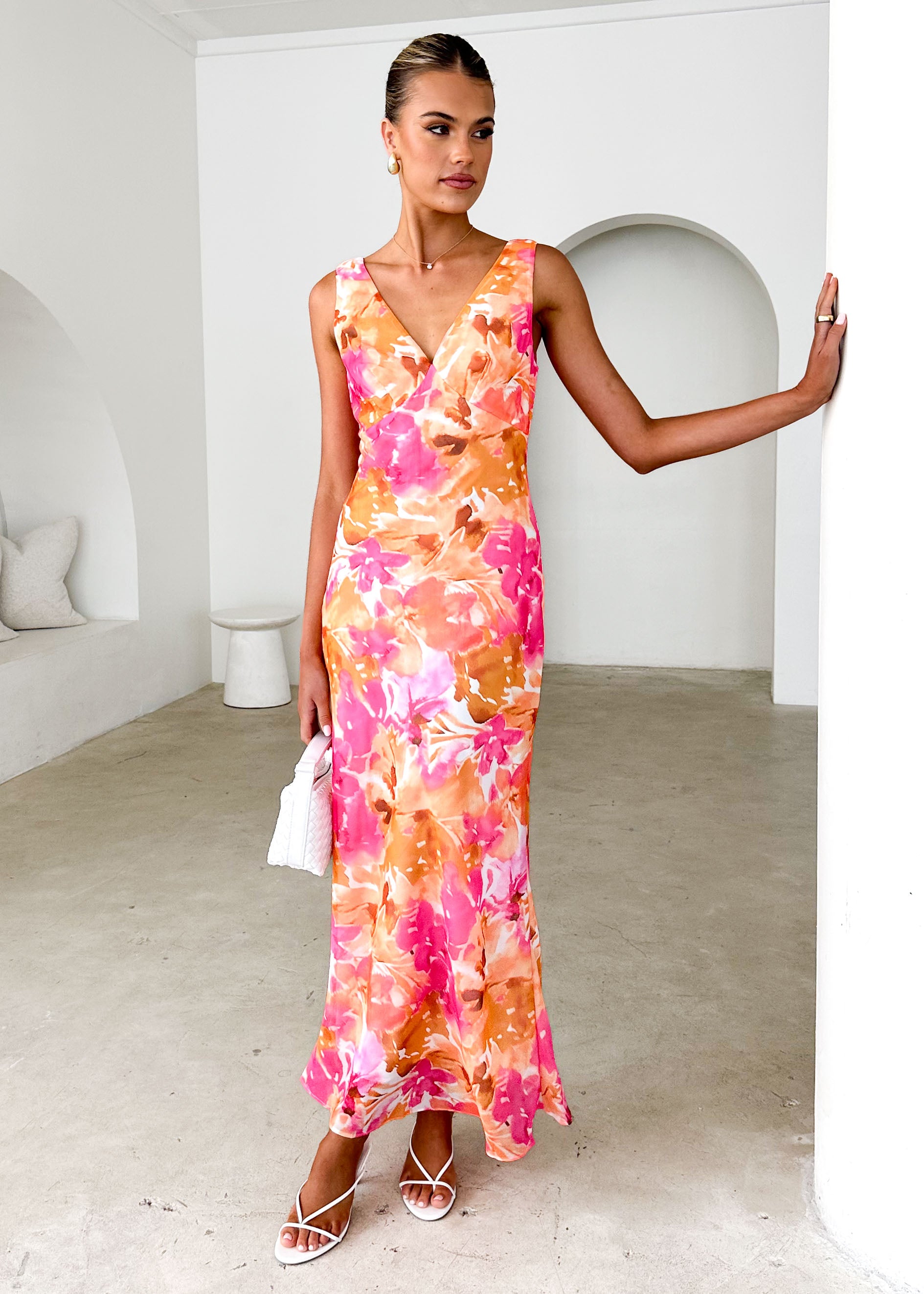 Thessy Maxi Dress - Tangerine Floral