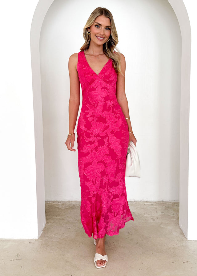 Delfina Maxi Dress - Magenta Lace