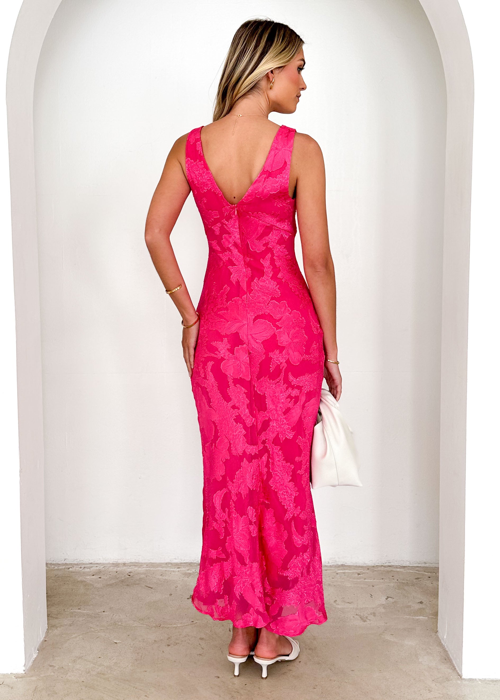 Delfina Maxi Dress - Magenta Lace