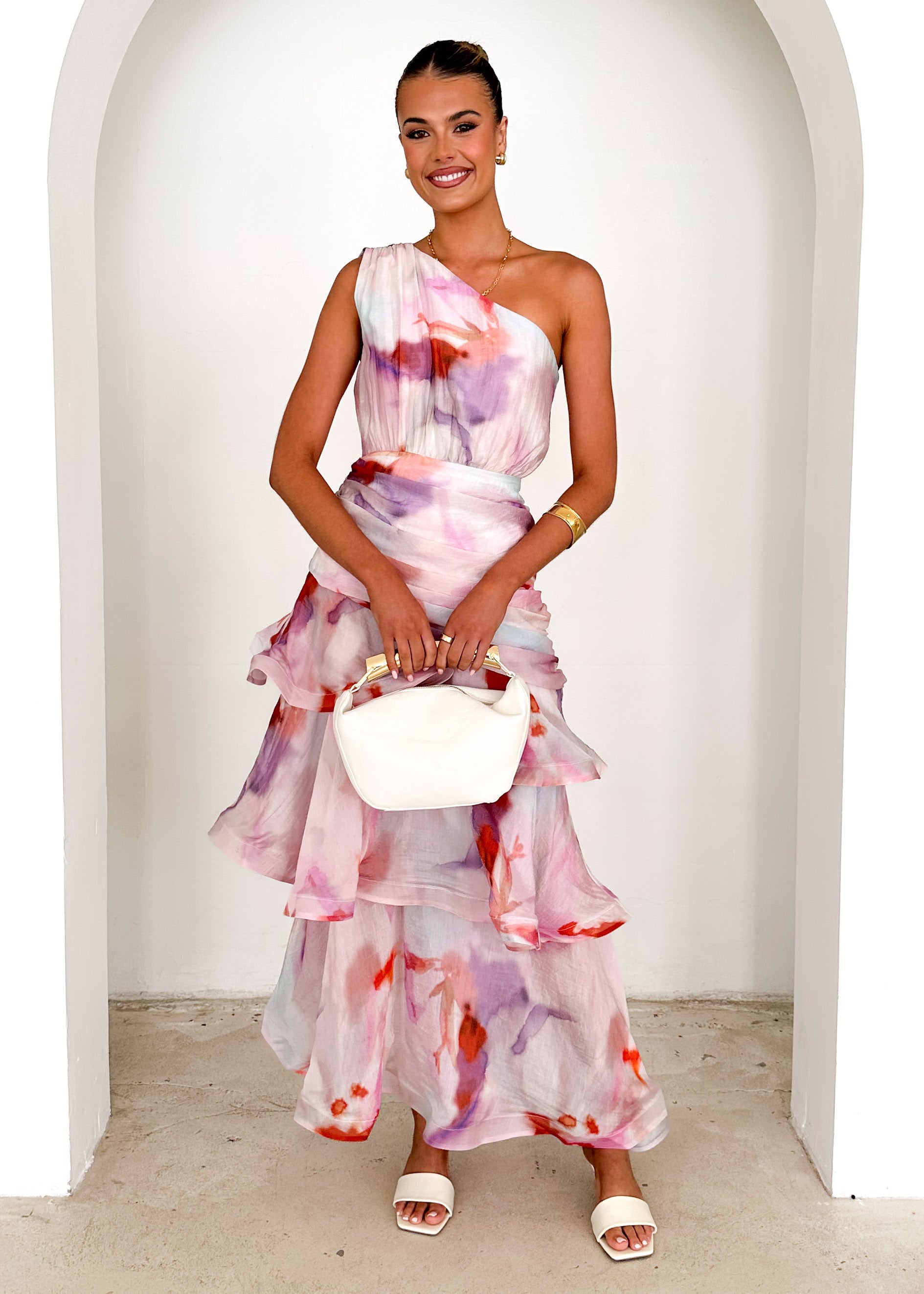 Zaba One Shoulder Maxi Dress - Pink Haze