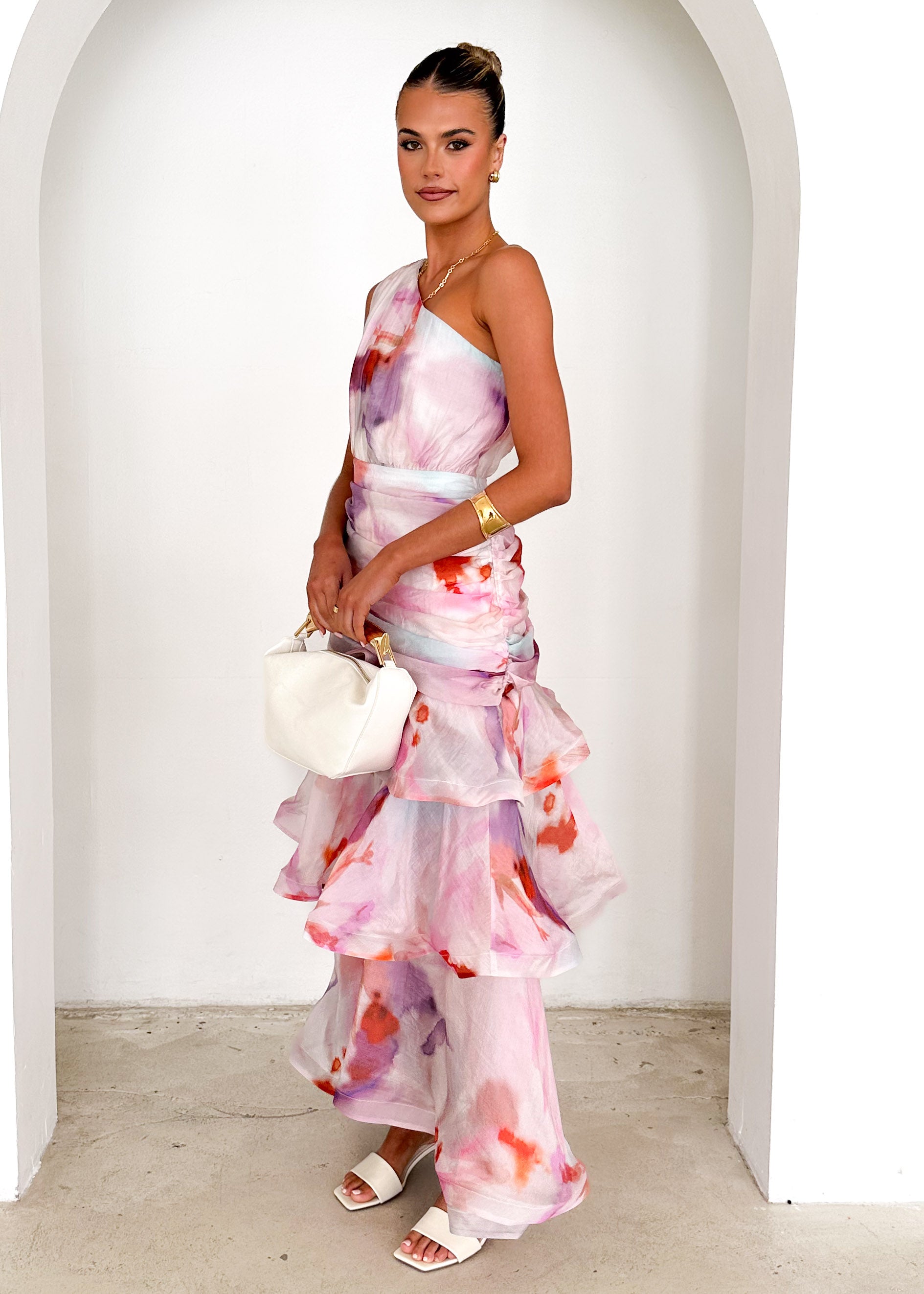 Zaba One Shoulder Maxi Dress - Pink Haze