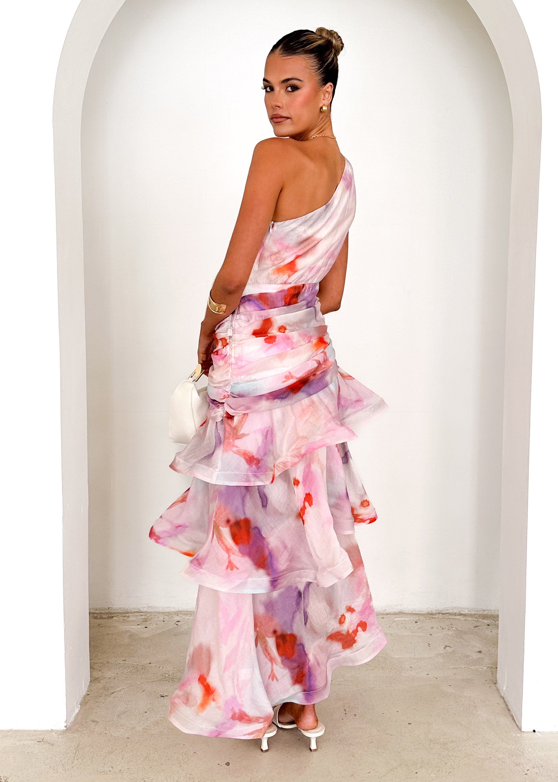 Zaba One Shoulder Maxi Dress - Pink Haze